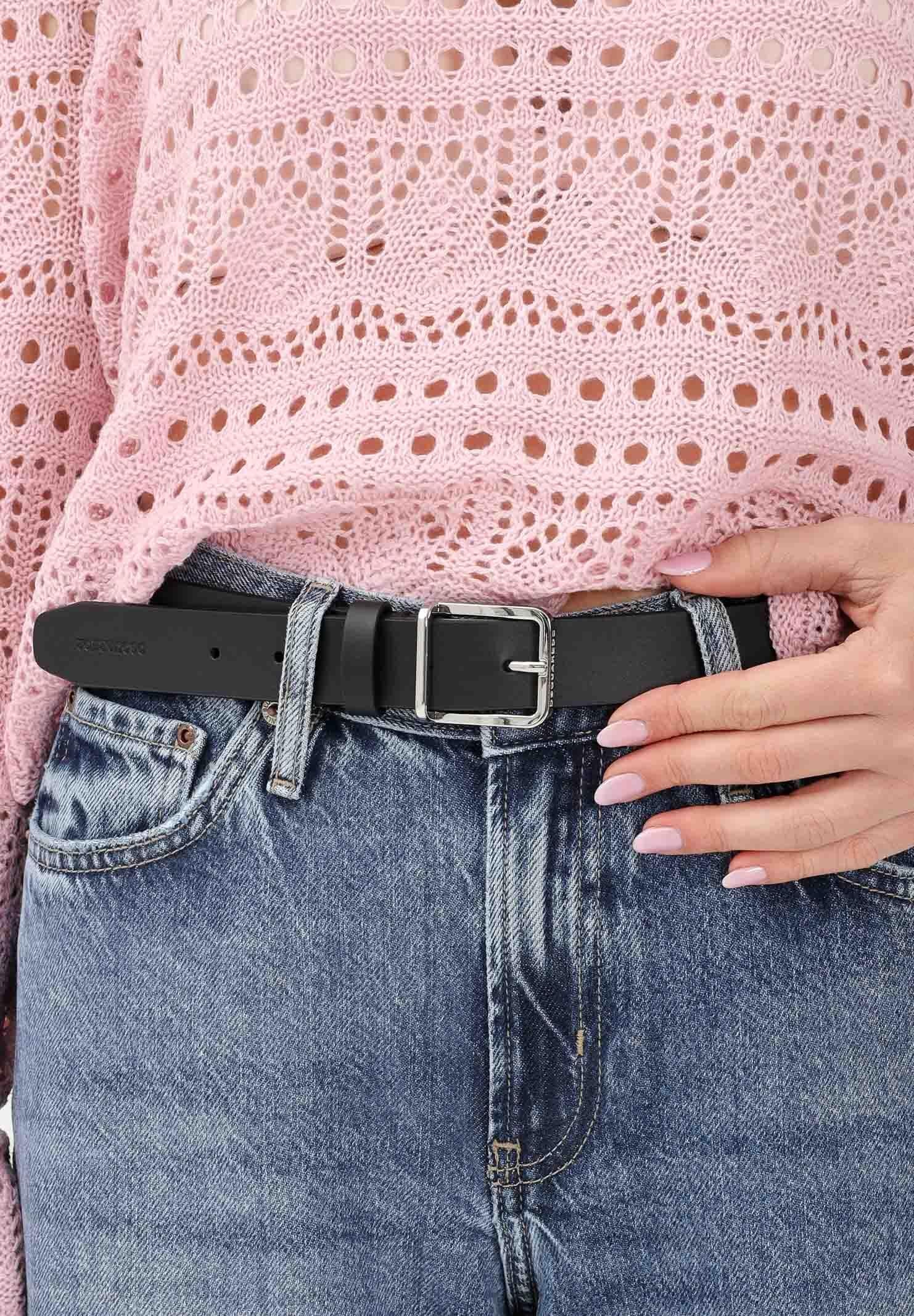 DSQUARED2 Cintura nera per uomo e donna con fibbia metallica DQ1556D005Z DQ900 DSQUARED2