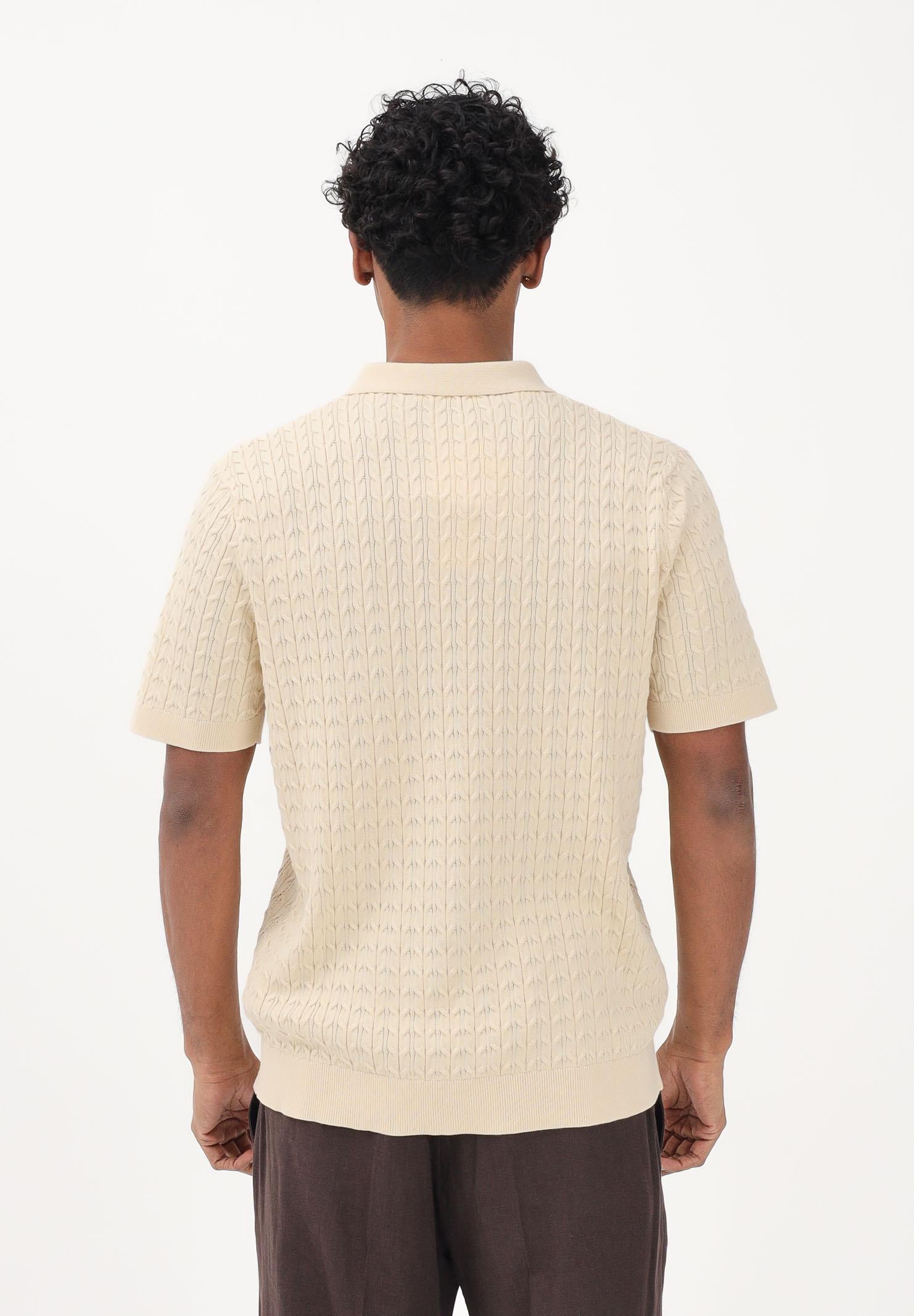 SELECTED HOMME Polo a manica corta in maglia beige chiaro da uomo 16100065 AN SELECTED HOMME