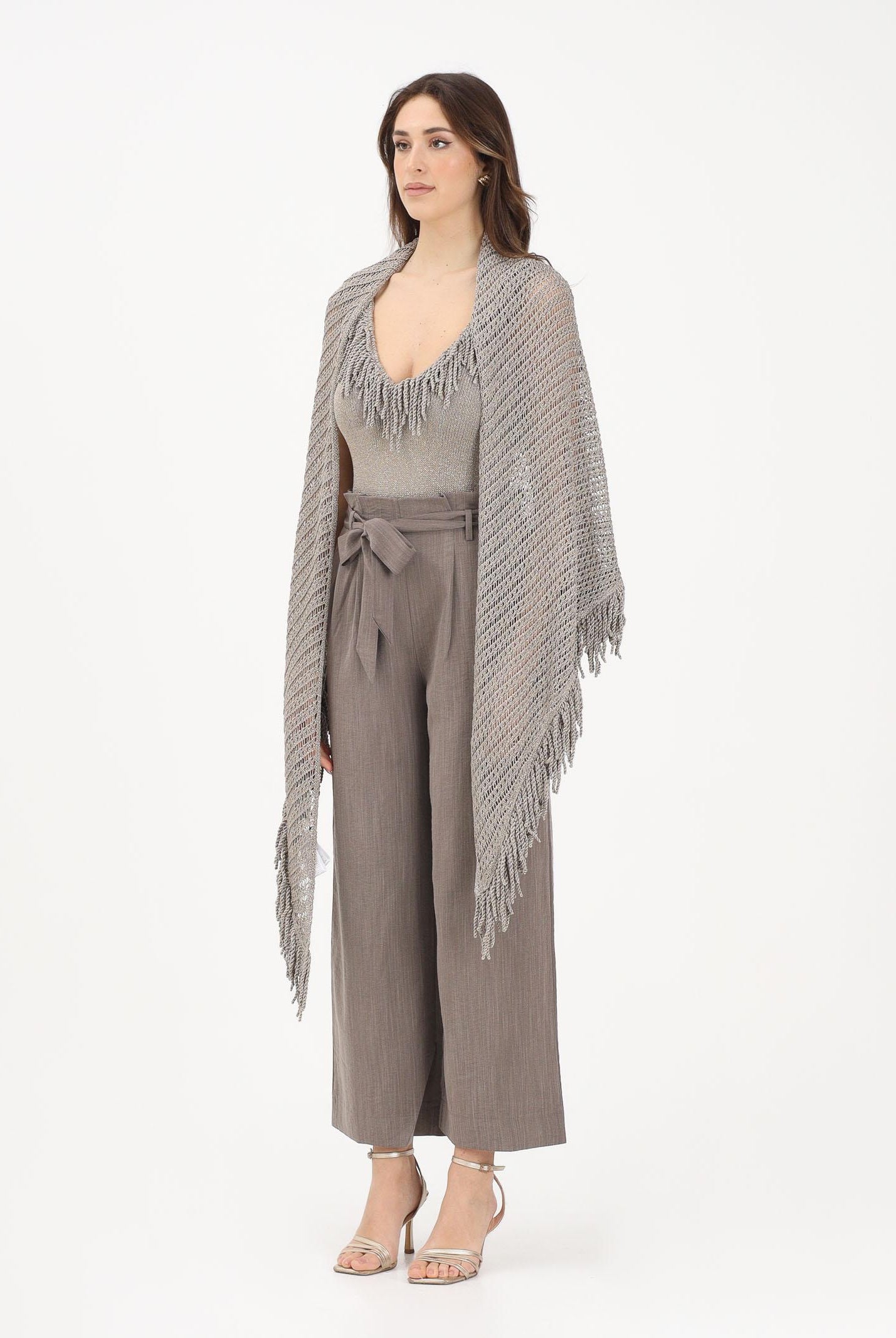 SIMONA CORSELLINI Stola fango da donna in maglia crochet dal gusto boho-chic P26CPSLO0101 V0770 SIMONA CORSELLINI