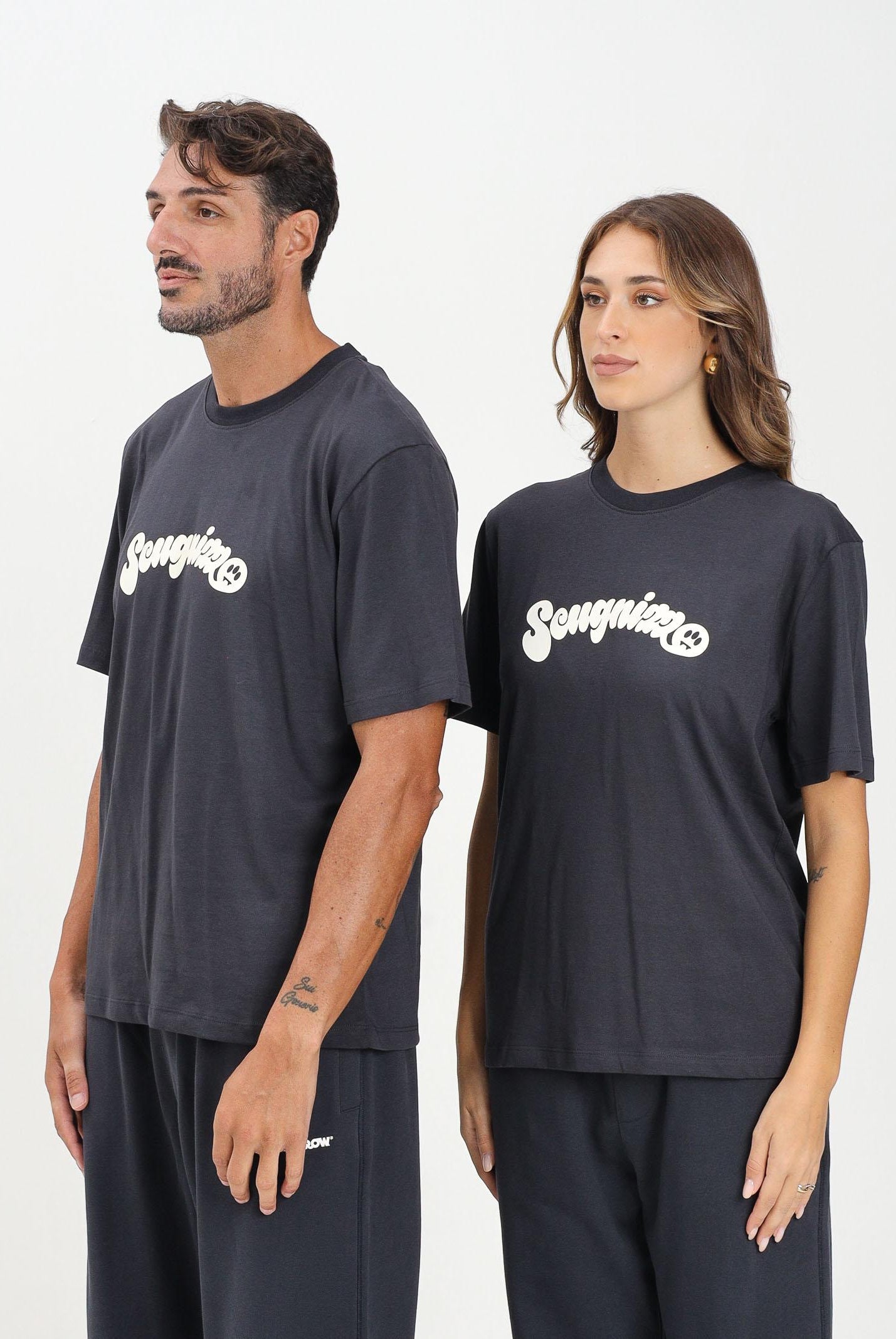 BARROW T-shirt a manica corta grigia per uomo e donna con stampa ironica F5BWUATH078 251 BARROW