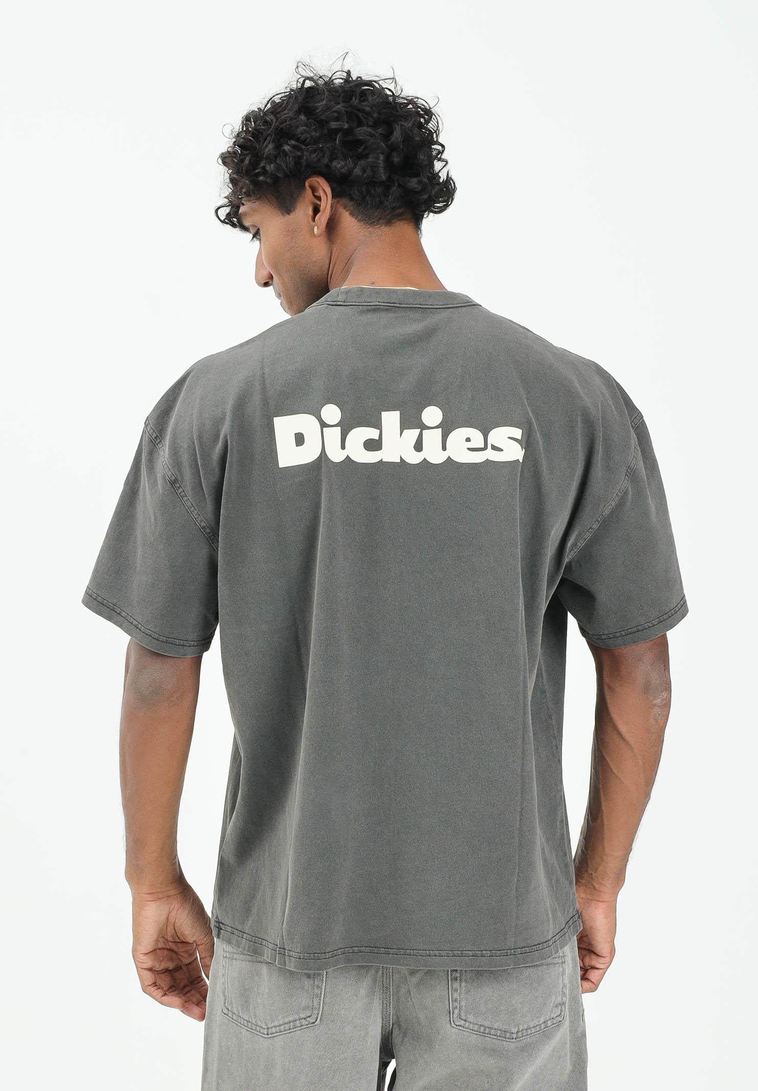 DICKIES SLAYDEN GD t-shirt a manica corta da uomo nera con stampa panna. DK0A87QRBLK1 DIckies