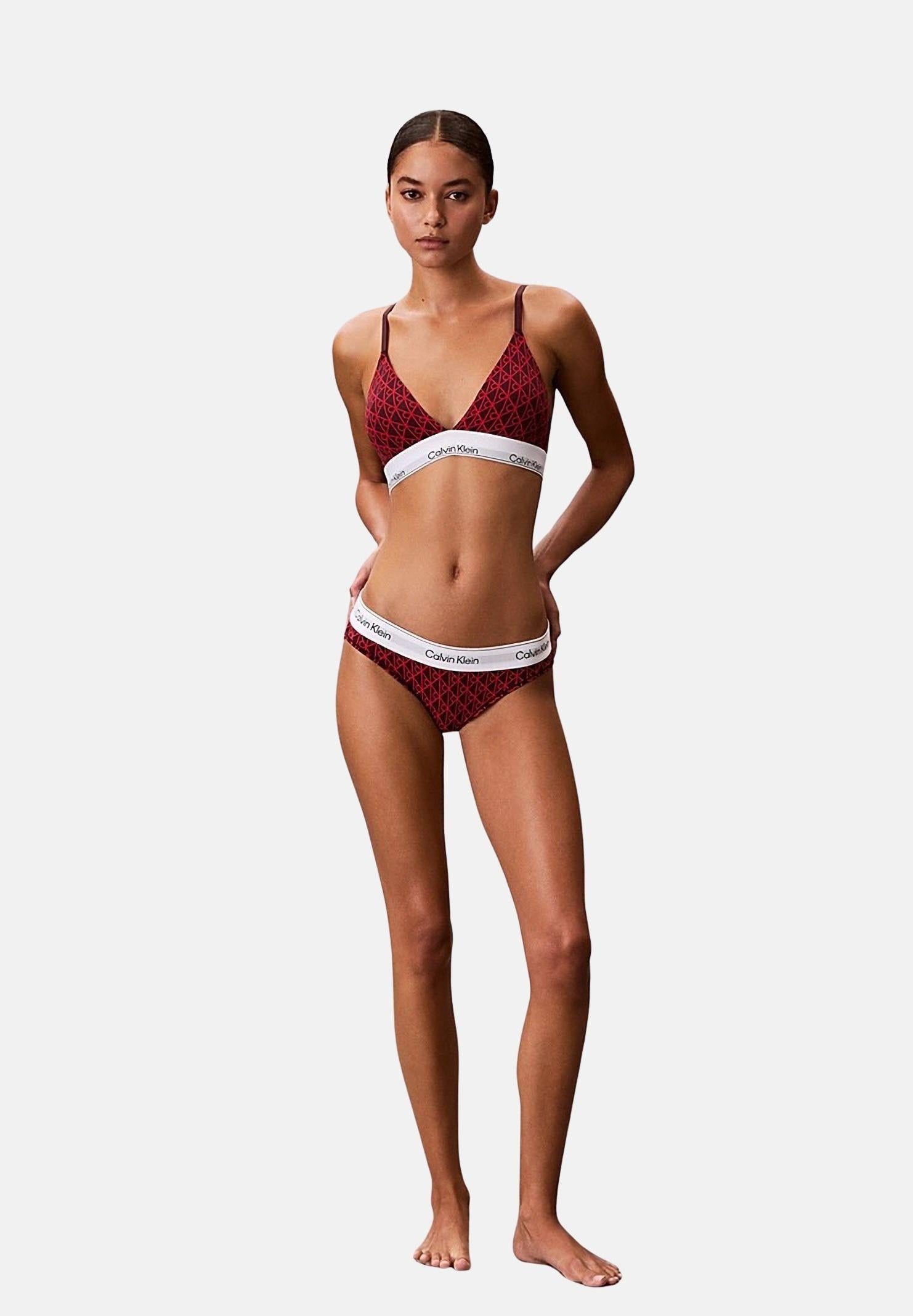 CALVIN KLEIN Bralette rossa da donna caratterizzata da stampa monogramma "CK" LV00QF8498 ZIJ CALVIN KLEIN
