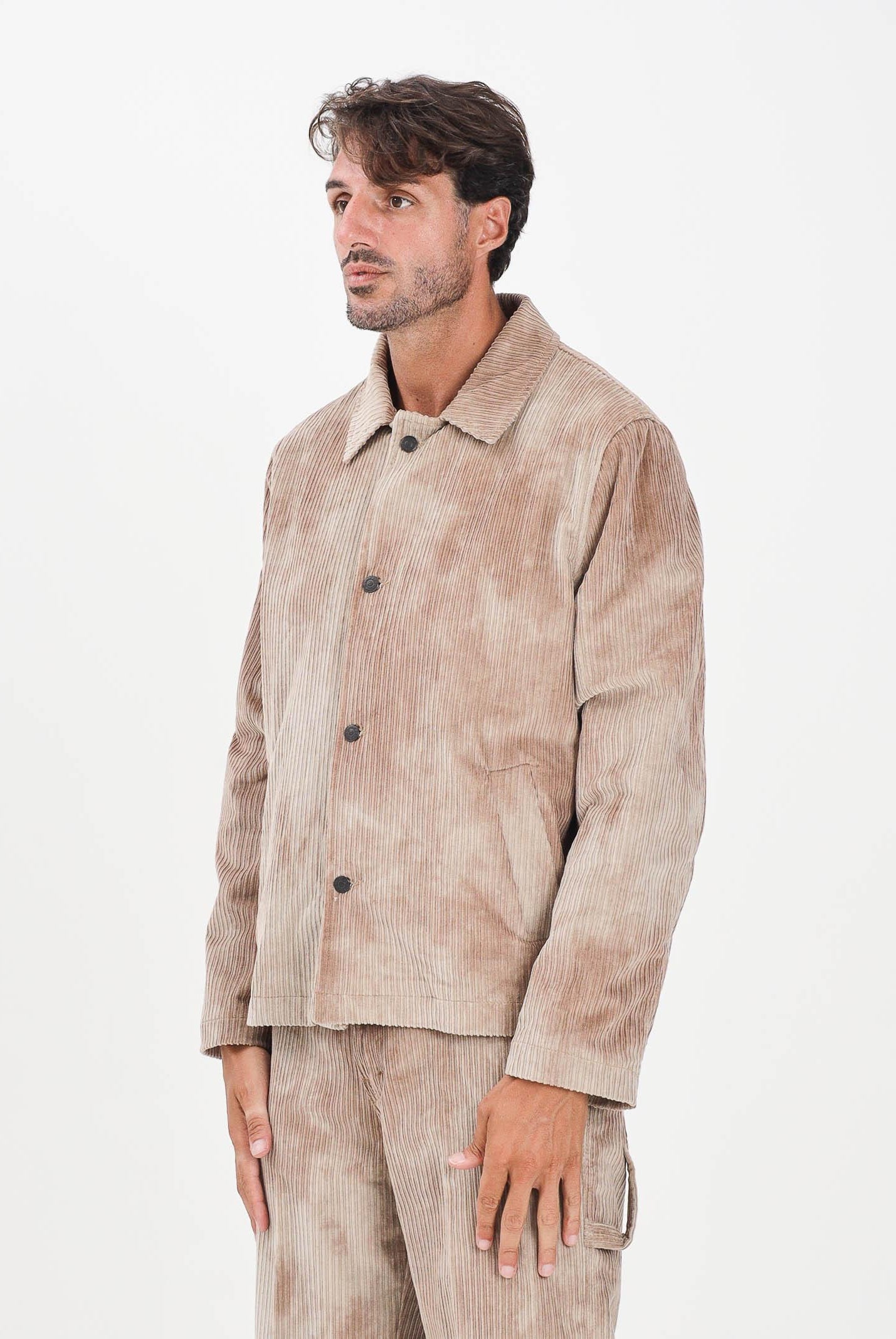 I'M BRIAN Giacca da uomo in velluto a coste color beige effetto tie-dye GIU3463 0025 I'M BRIAN