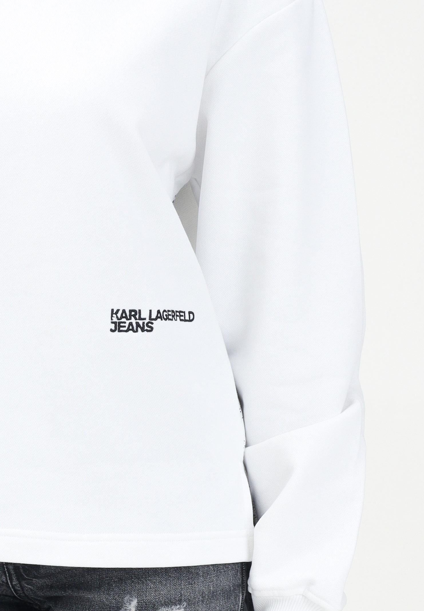 KARL LAGERFELD Felpa girocollo bianca da donna con stampa Karl Lagerfeld KLA1W20068 100 KARL LAGERFELD