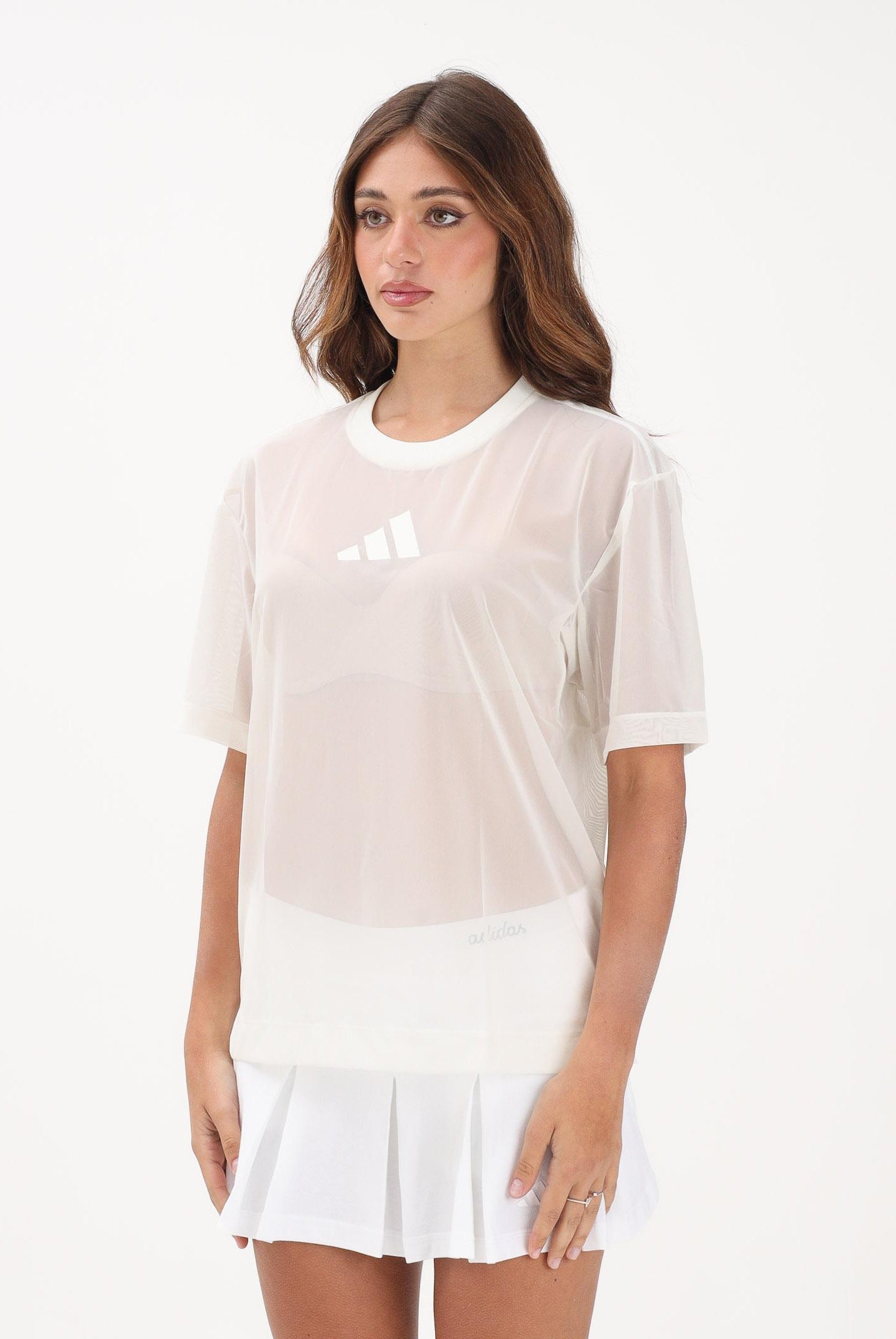 ADIDAS PERFORMANCE T-shirt a manica corta Soft Lux Mesh panna da donna JV9872 . ADIDAS PERFORMANCE
