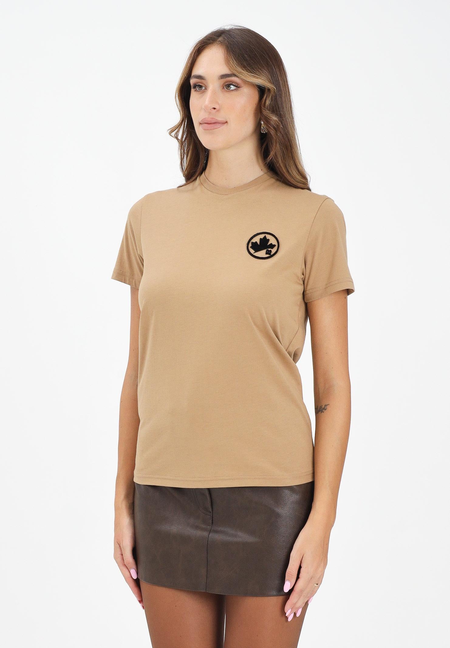 DSQUARED2 T-shirt a manica corta beige per donna, ragazzi e bambini con logo DQ2988D0015 DQ721 DSQUARED2