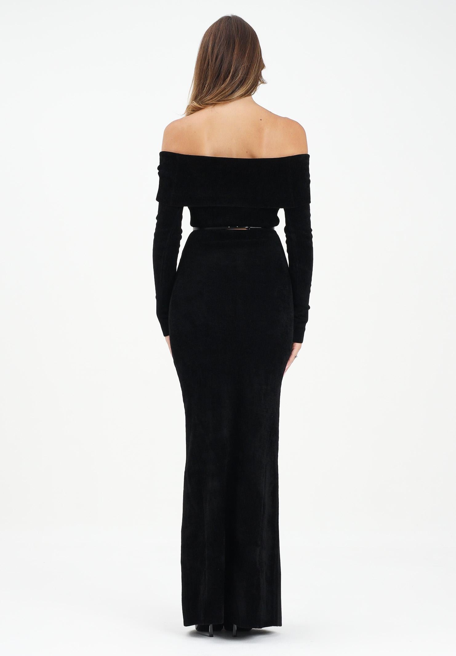 ELISABETTA FRANCHI Abito lungo nero da donna in velluto AM34S57E2 110 ELISABETTA FRANCHI