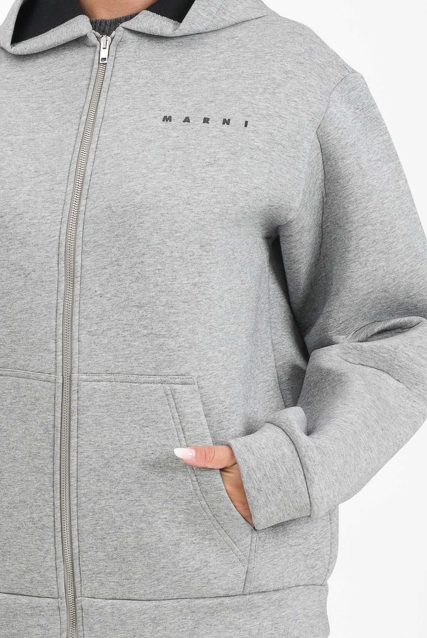 MARNI Felpa con zip in neoprene grigio per donna, ragazzi e bambini M01625M00VC 0M923 MARNI