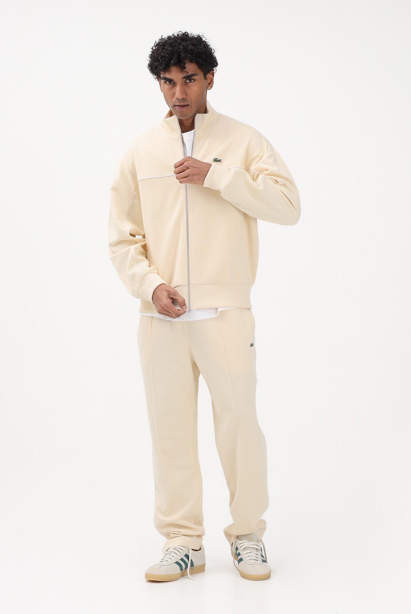 LACOSTE Felpa con zip crema da uomo SH0627 056 LACOSTE