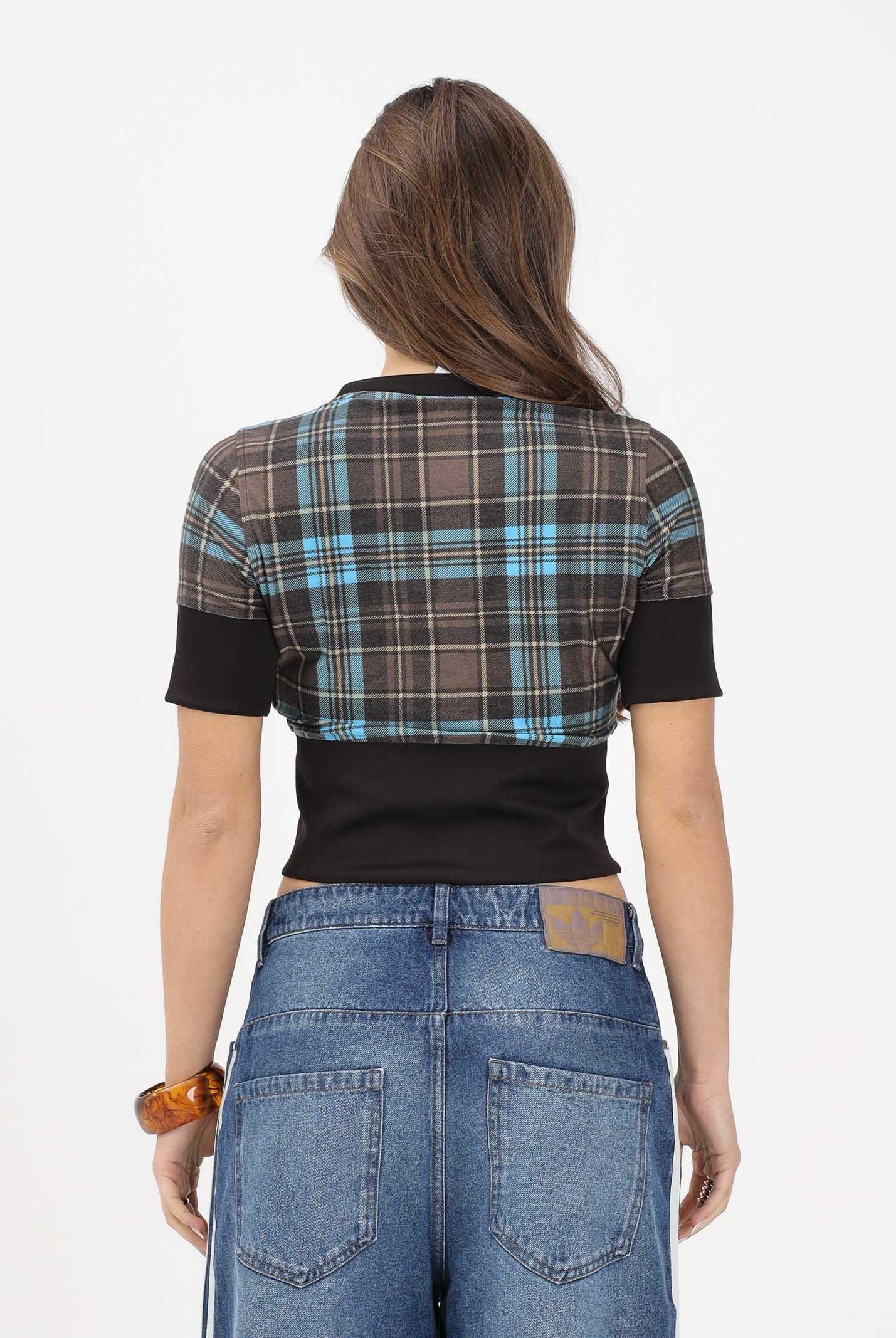 ADIDAS ORIGINALS Cardigan CHECKED marrone da donna KW4548 . ADIDAS ORIGINALS