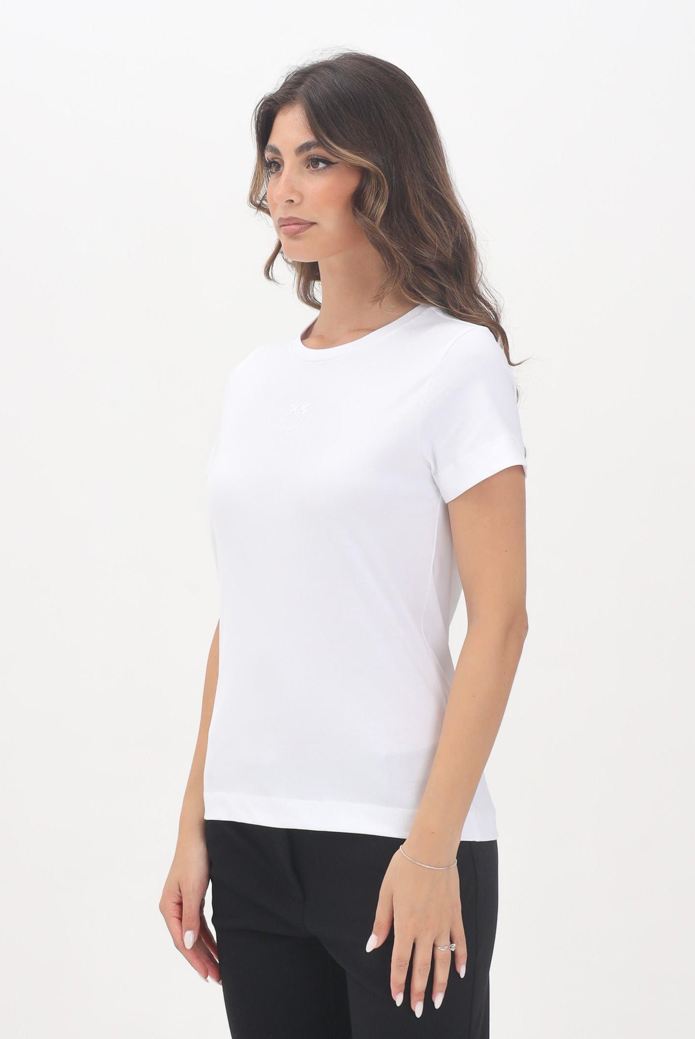 PINKO T-shirt a manica corta bianca da donna con logo 100355A2RD Z04 PINKO