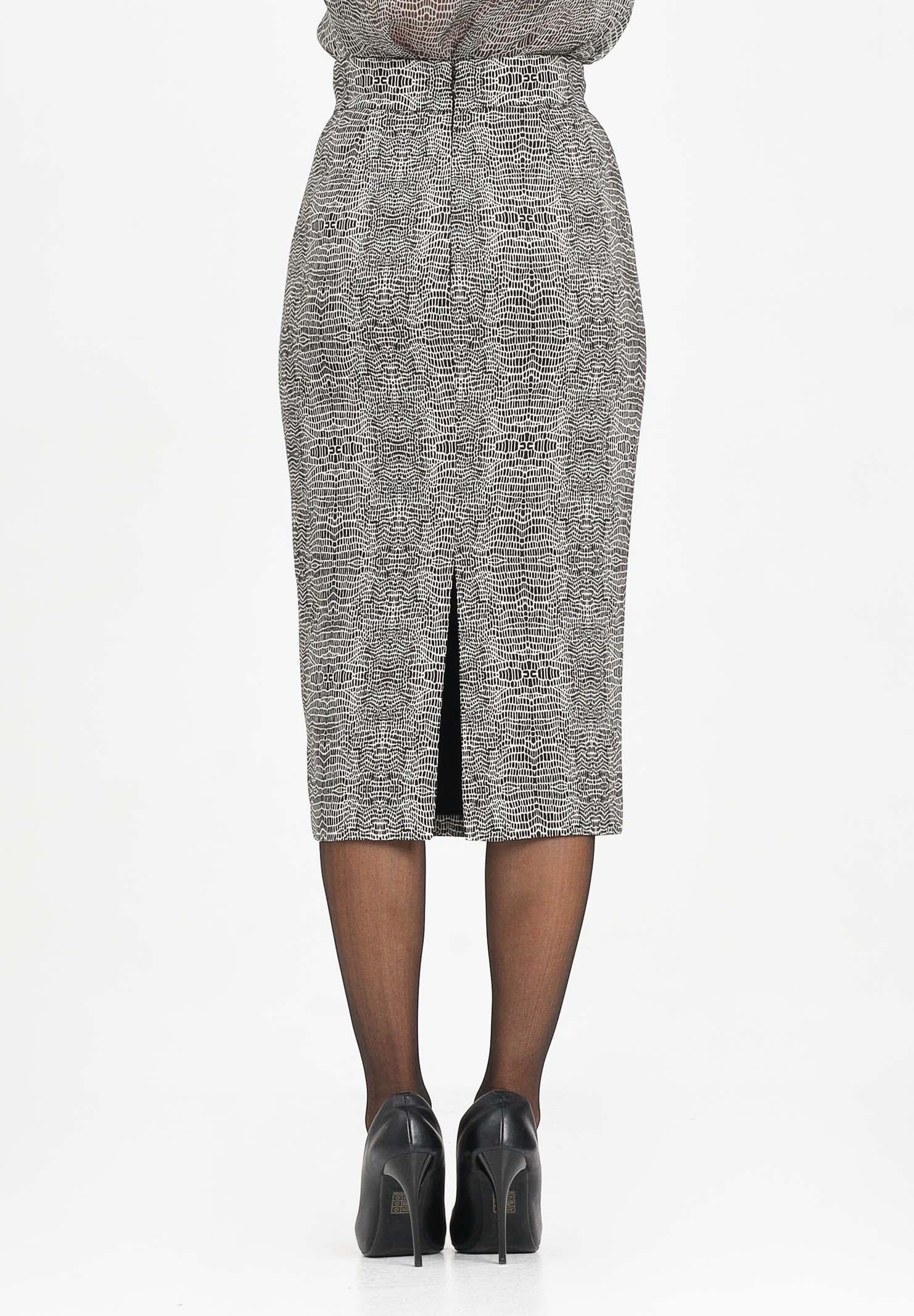 ELISABETTA FRANCHI Gonna midi panna e nera da donna con stampa con fantasia pitone GO14157E2 110 ELISABETTA FRANCHI