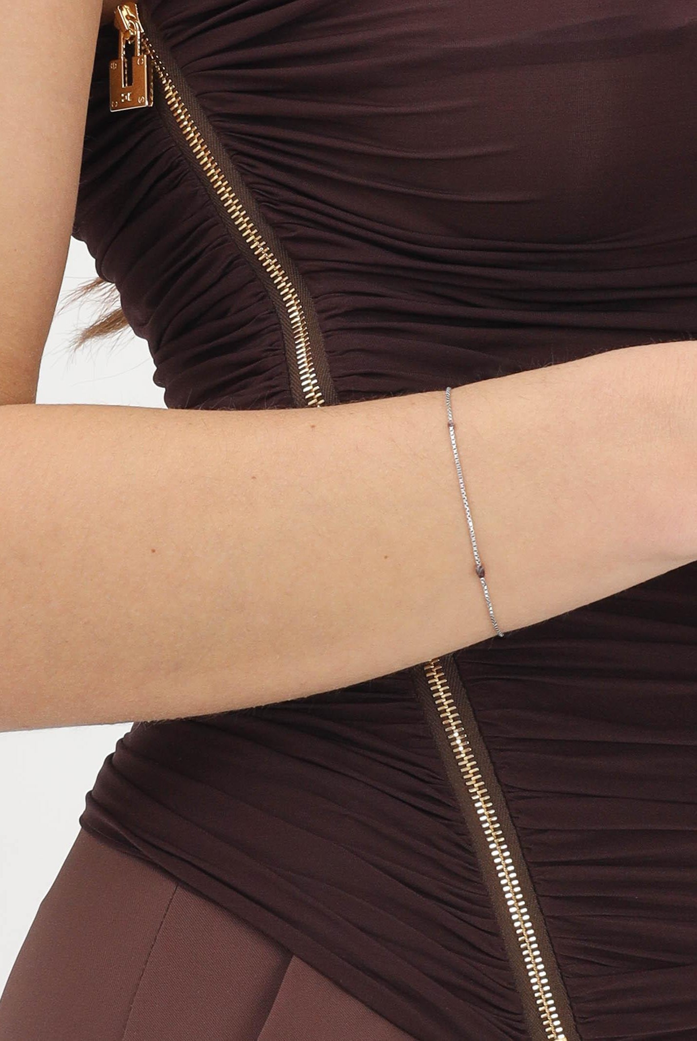 ELISABETTA FRANCHI Top elegante cacao da donna con zip laterale CN00962E2 644 ELISABETTA FRANCHI