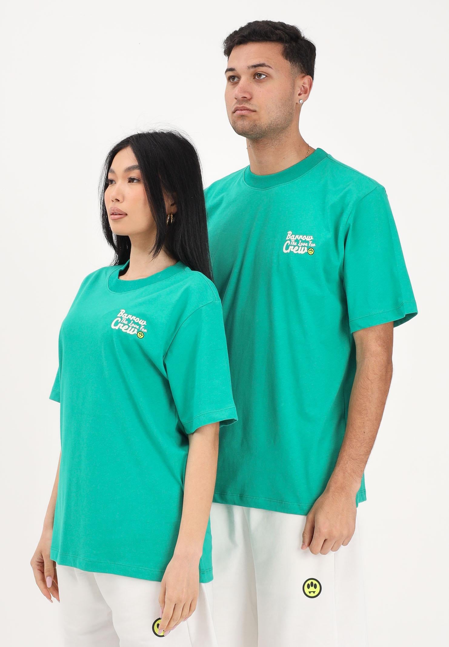 BARROW T-shirt a manica corta verde per uomo e donna con stampa sul retro S6BWUATH077 080 BARROW