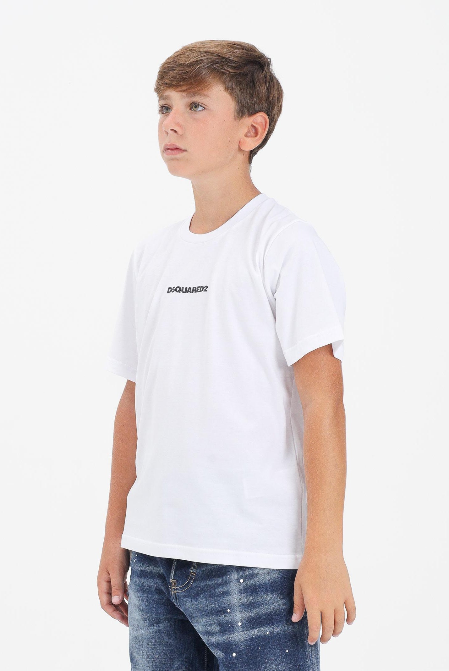 DSQUARED2 T-shirt a manica corta bianca per donna, ragazzi e bambini con logo DSQUARED2 DQ2823D004G DQ100 DSQUARED2