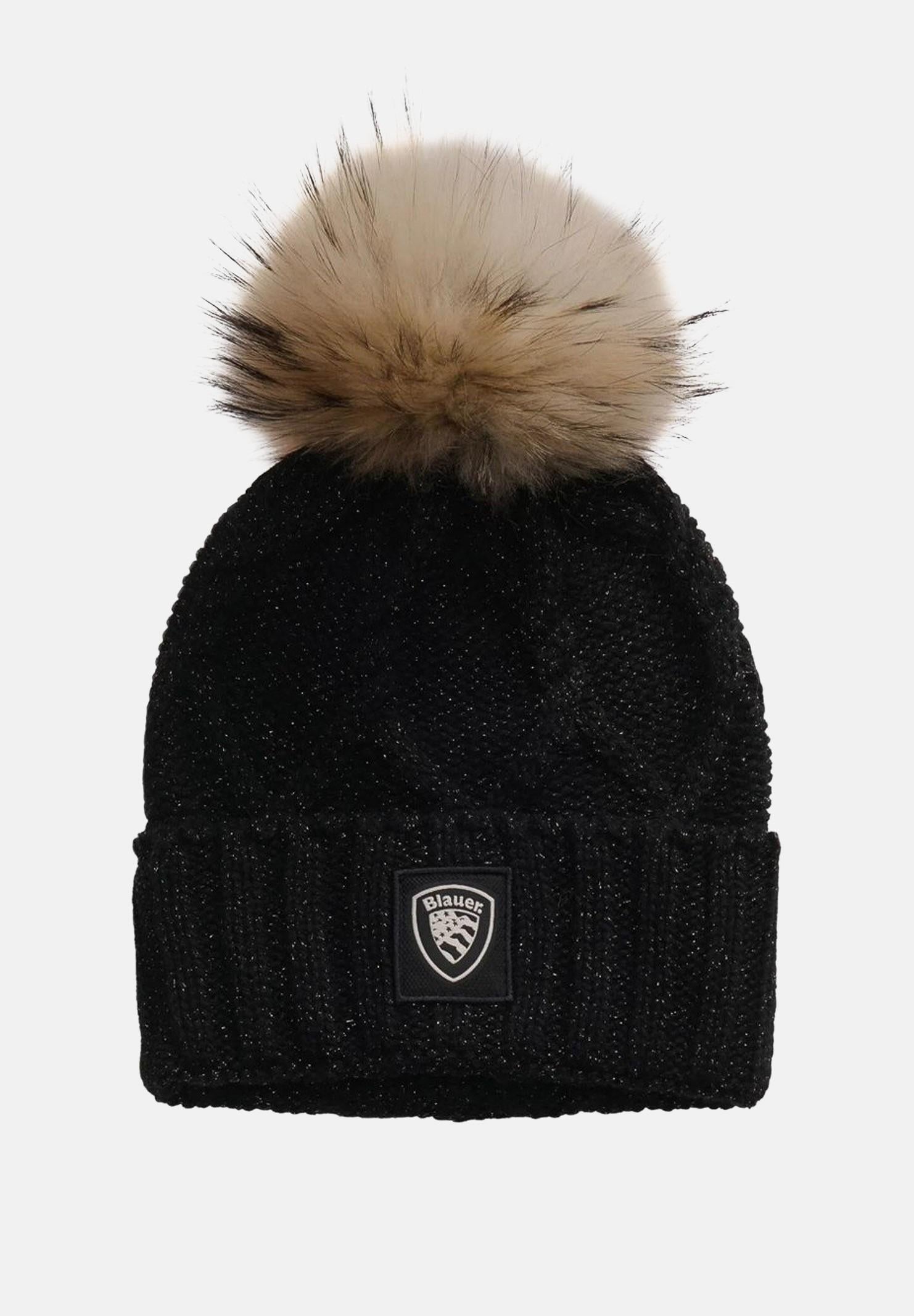 BLAUER Berretto di lana DACIA nero da donna con pon pon 25WBLDA05335-007349 070 BLAUER