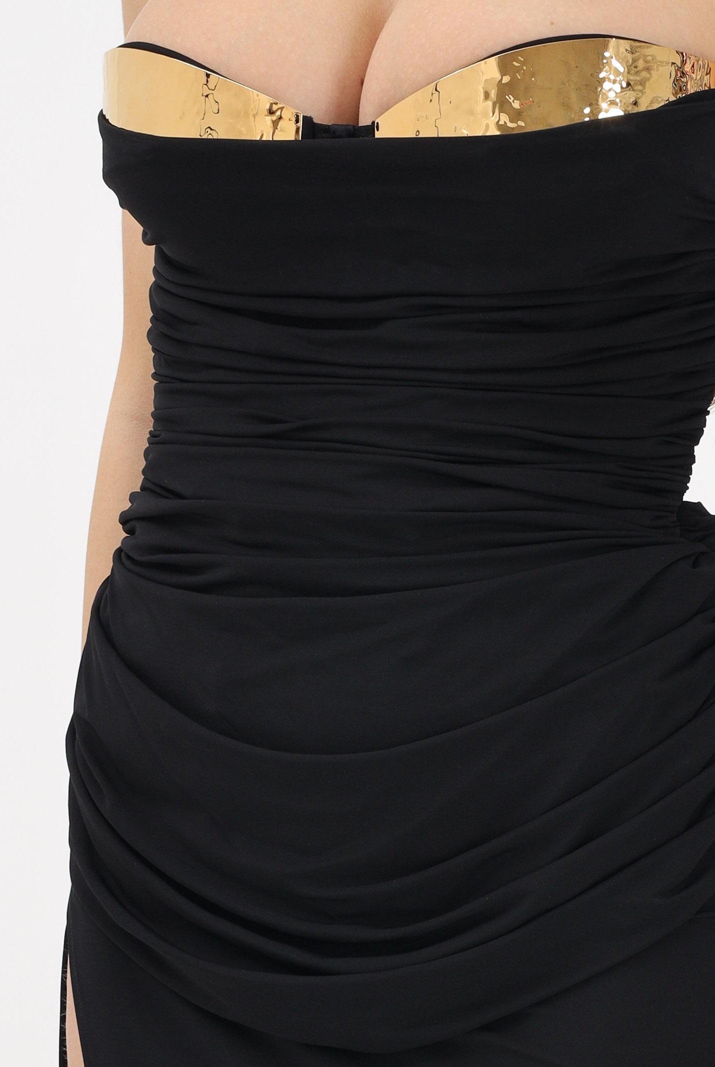ELISABETTA FRANCHI Abito lungo nero da donna con coppe in metallo ABR3562E2 110 ELISABETTA FRANCHI