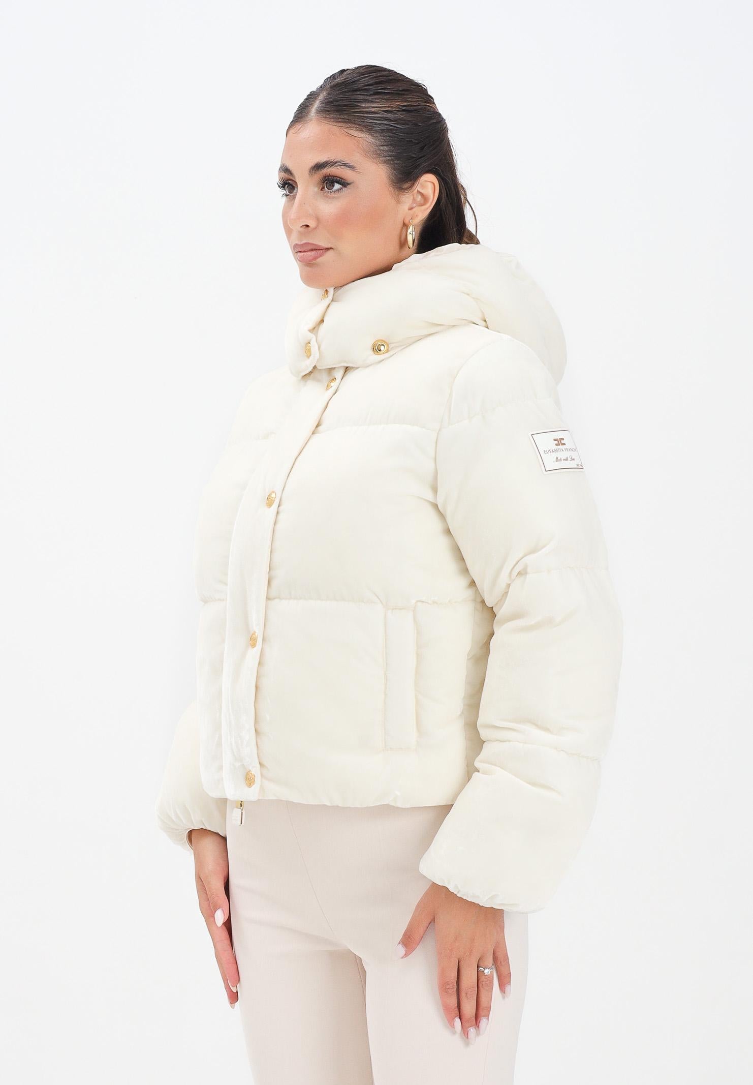 ELISABETTA FRANCHI Piumino cropped in velluto latte da donna PI82D56E2 DZ9 ELISABETTA FRANCHI