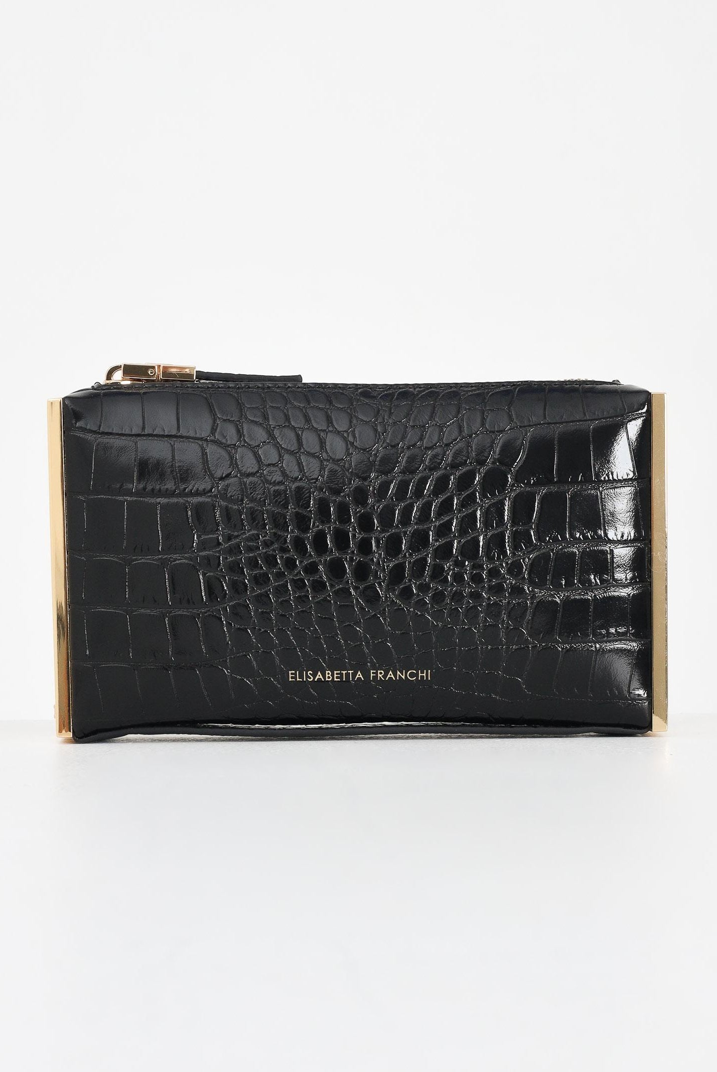 ELISABETTA FRANCHI Pochette nera da donna con stampa cocco BS51A56E2 110 ELISABETTA FRANCHI