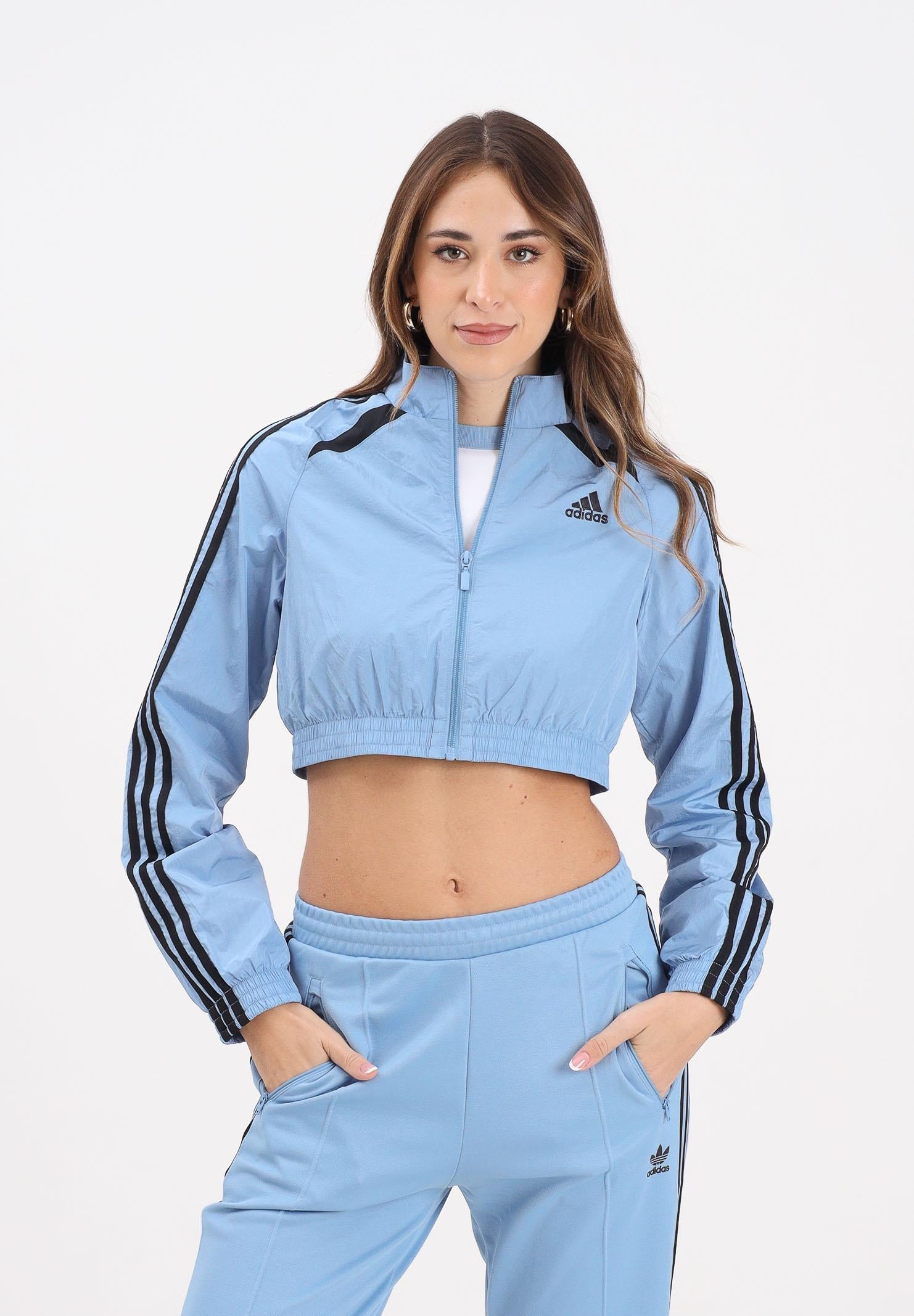 ADIDAS ORIGINALS Giacca a vento Teamgeist adicolor Cropped azzurra da donna JZ8277 ADIDAS ORIGINALS