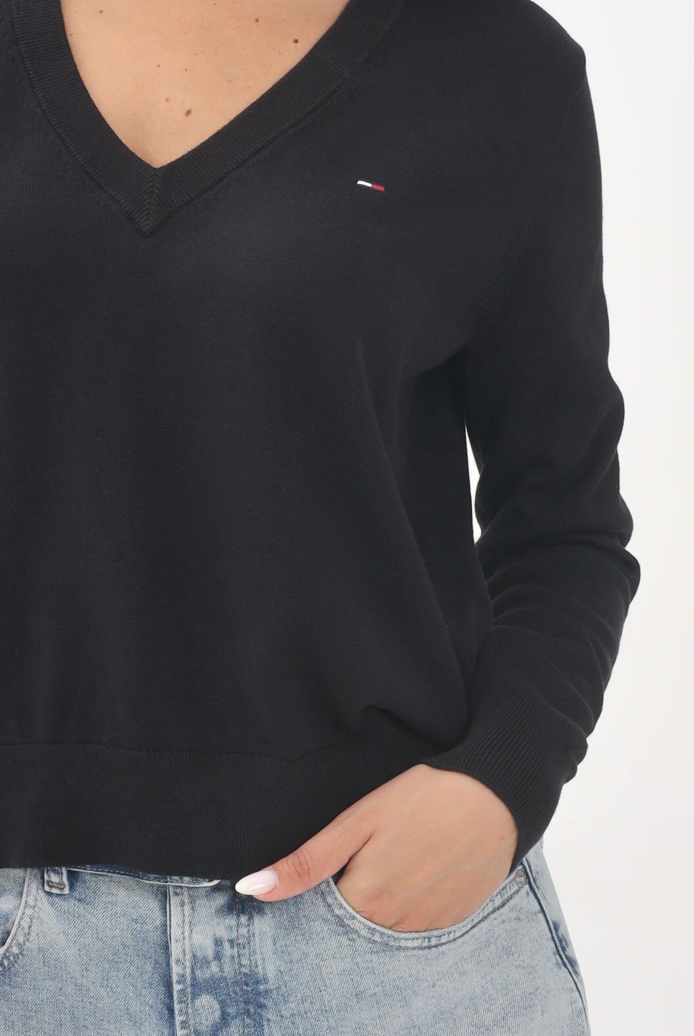 TOMMY JEANS Maglioncino nero da donna con logo DW0DW19888 BDS TOMMY JEANS