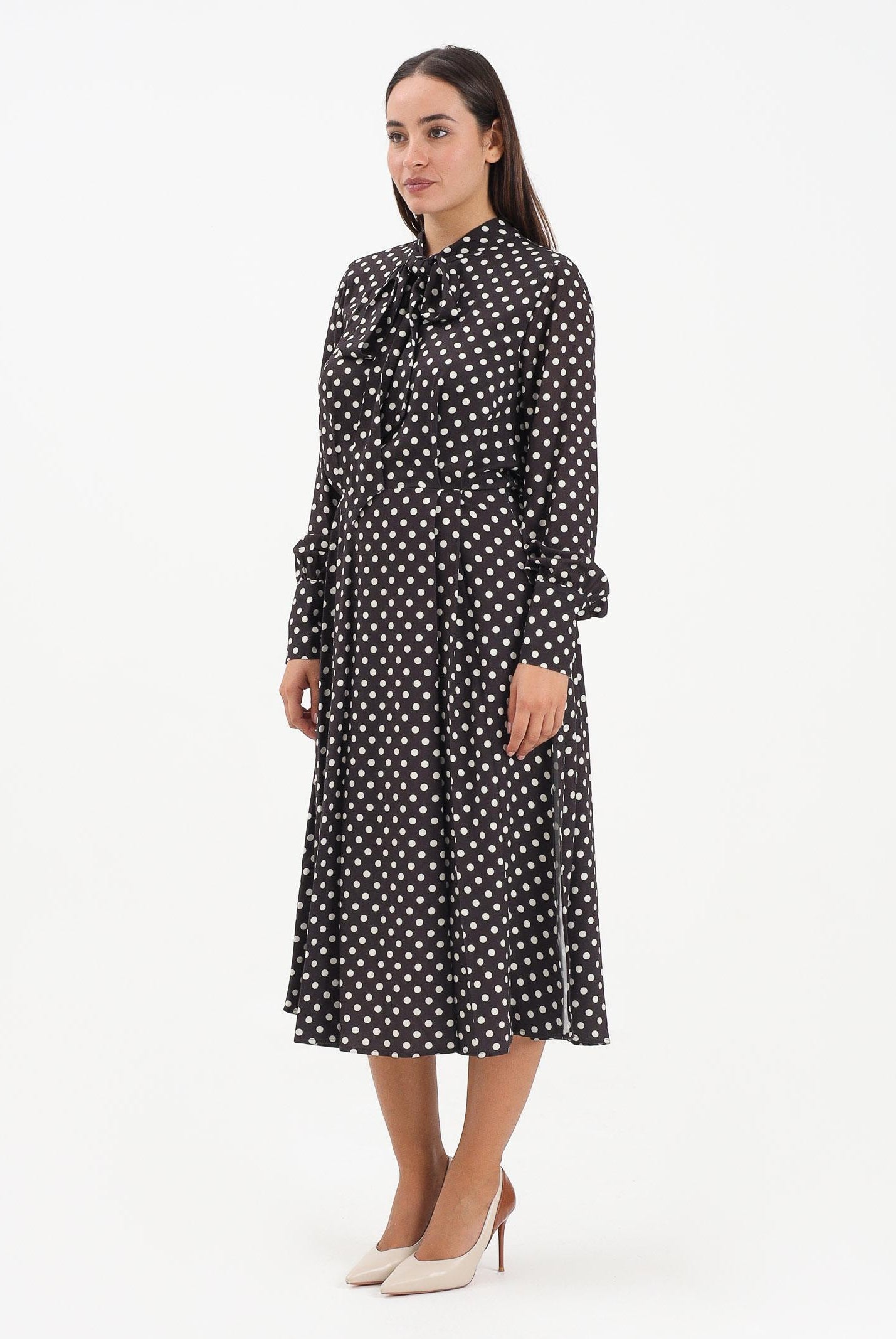 MAR DE MARGARITAS Abito midi Georgia moro da donna con fantasia a pois MMABW01293 MA57 Mar de margaritas