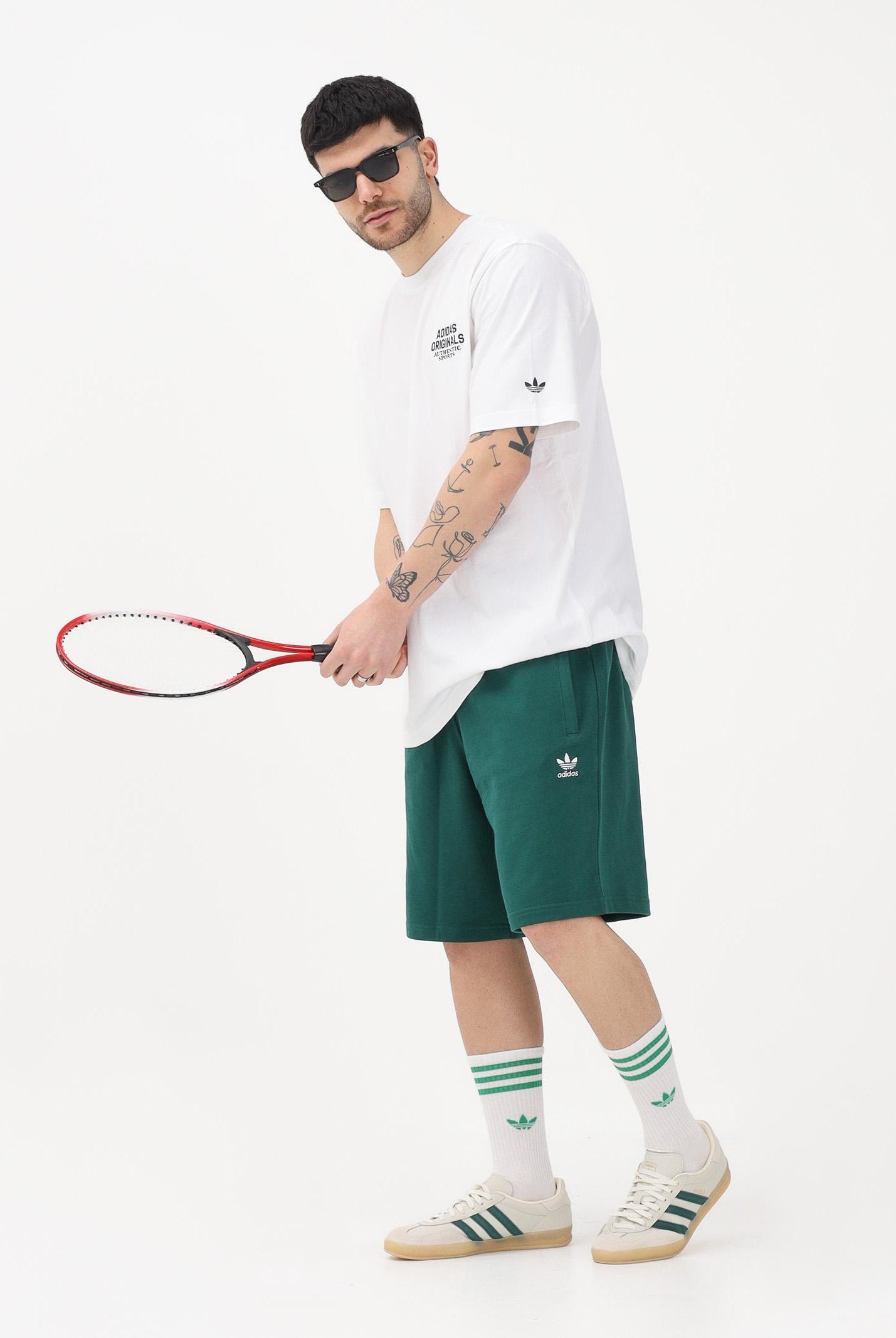 ADIDAS ORIGINALS Shorts sportivo TREFOIL ESSENTIALS FLEECE verde da uomo KD1311 . ADIDAS ORIGINALS