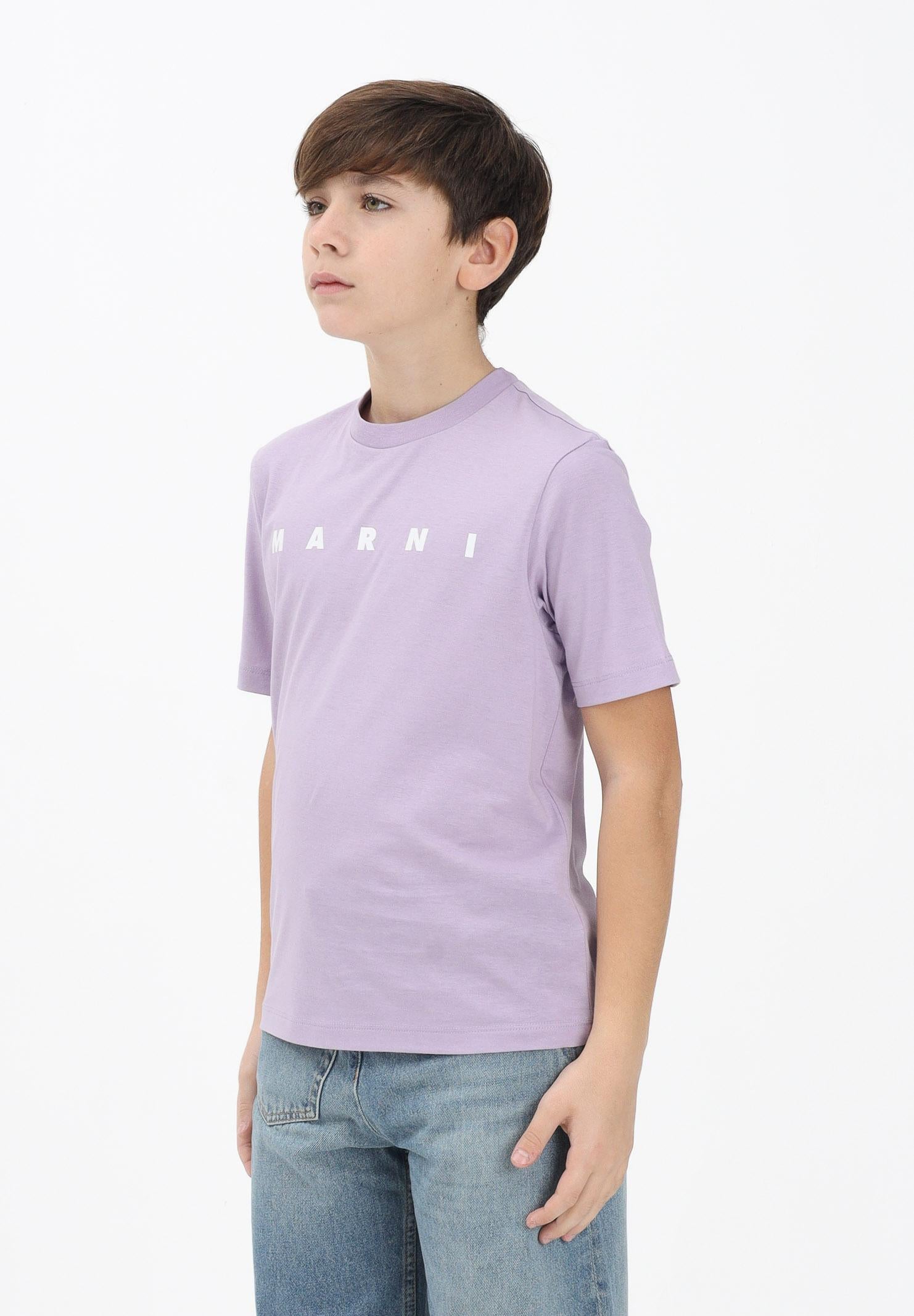 MARNI T-shirt a manica corta lilla per donna, ragazzi e bambini con logo M01601M00RF 0M612 MARNI