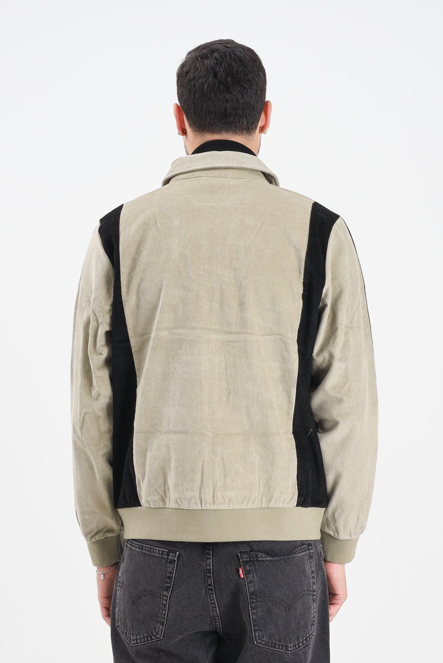 ADIDAS ORIGINALS Felpa con zip old-school verde militare e nera da uomo JX3086 . ADIDAS ORIGINALS