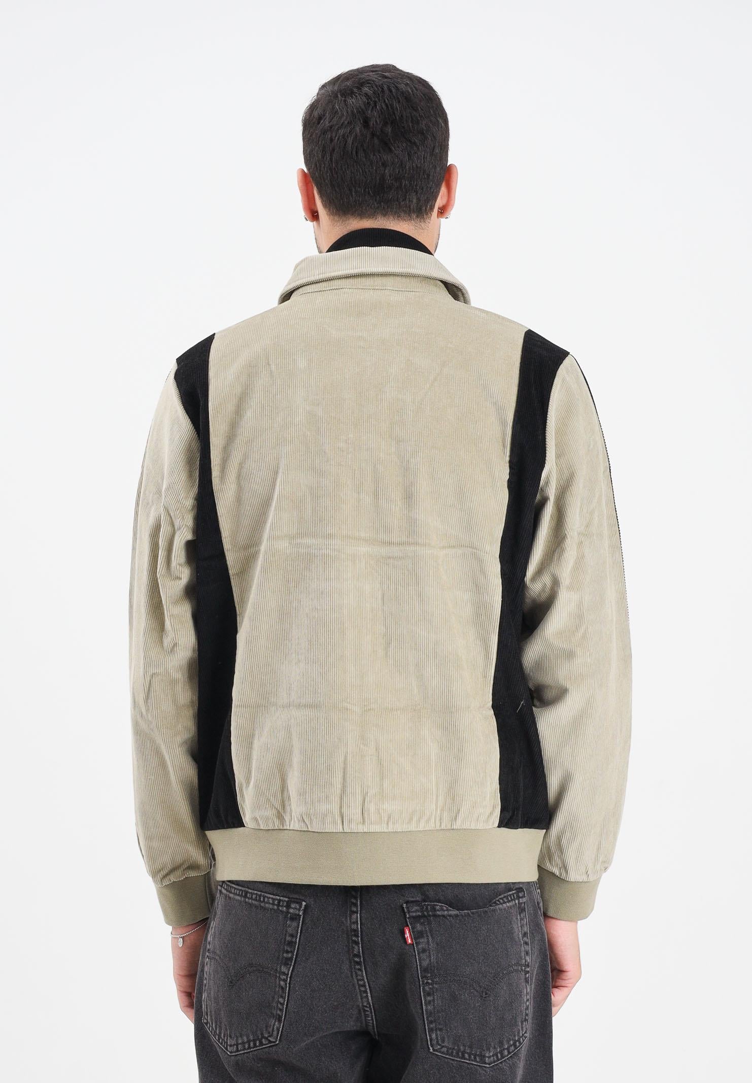 ADIDAS ORIGINALS Felpa con zip old-school verde militare e nera da uomo JX3086 . ADIDAS ORIGINALS