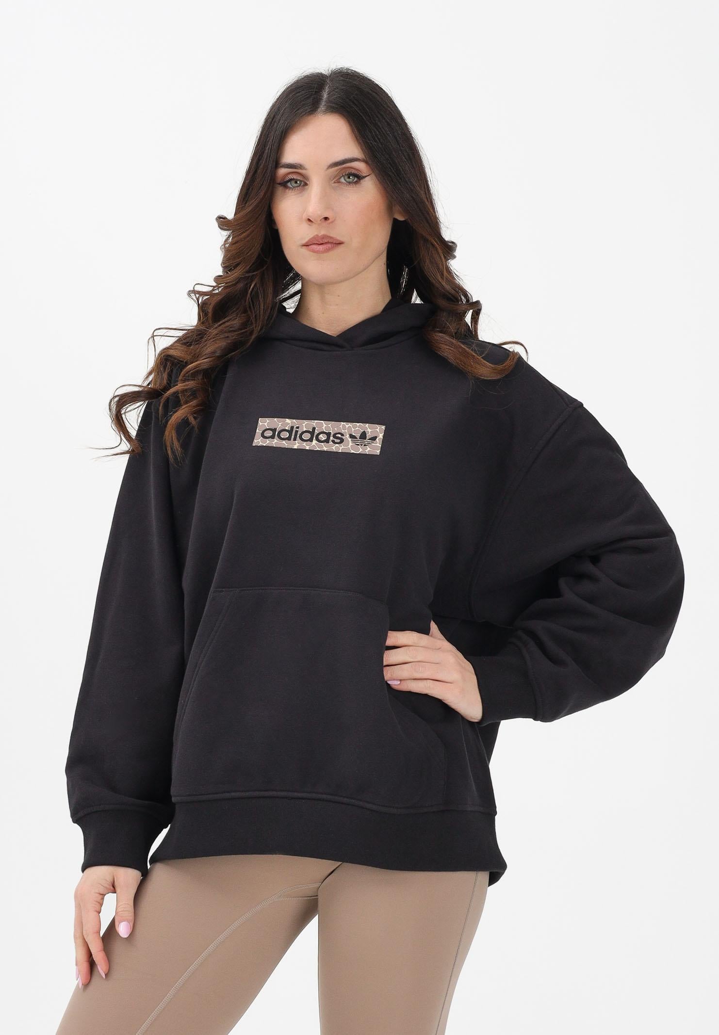 ADIDAS ORIGINALS Felpa con cappuccio Aop nera da donna KD2823 . ADIDAS ORIGINALS