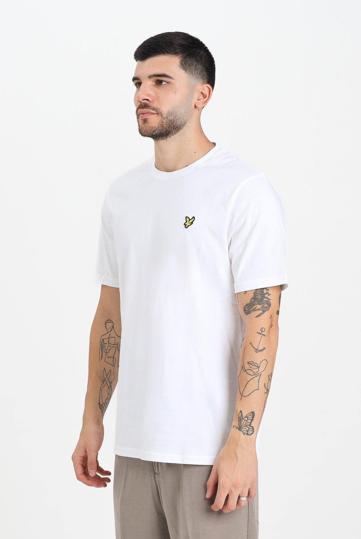 LYLE & SCOTT T-shirt a manica corta bianca da uomo con patch logo TS400VOG 626 LYLE & SCOTT