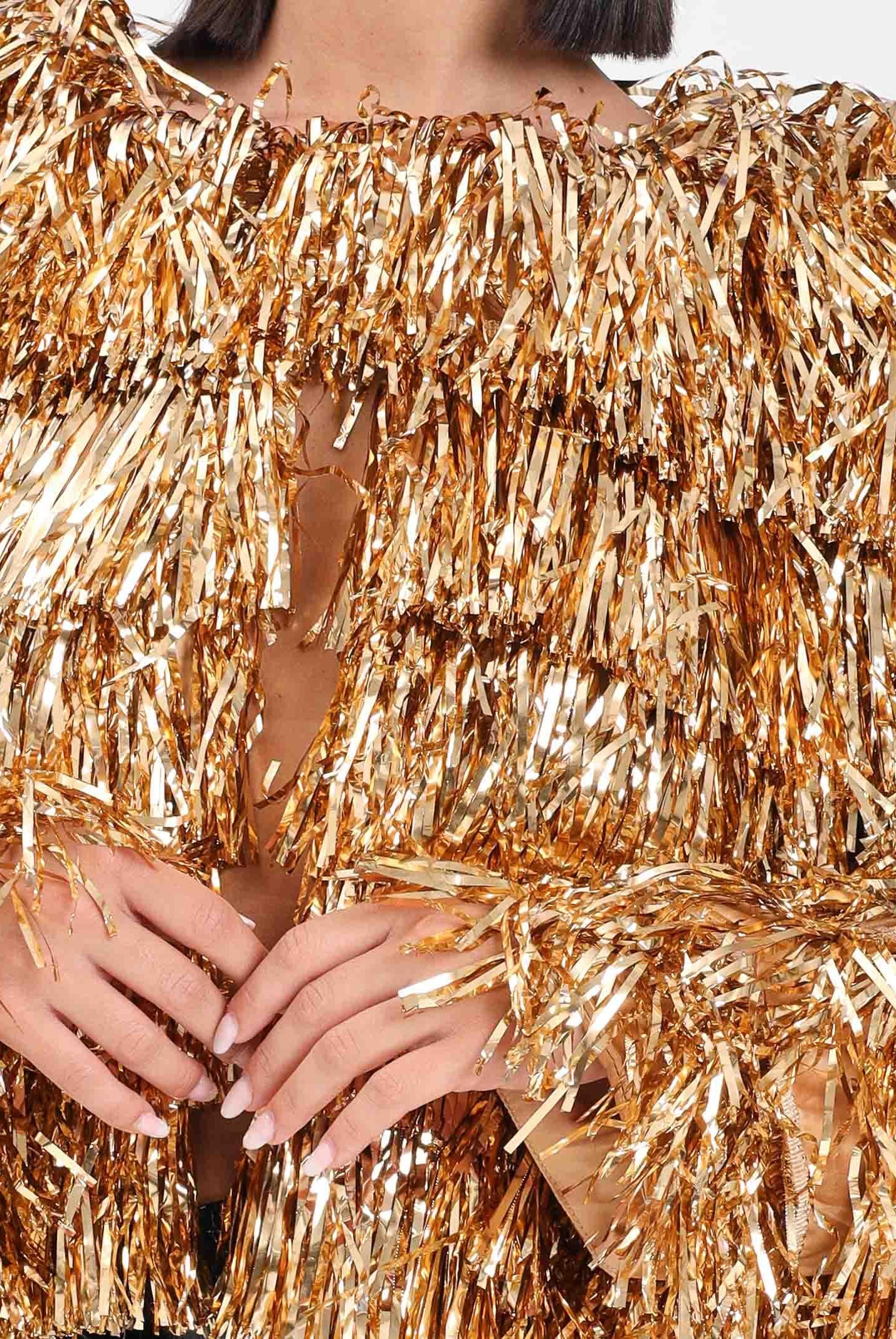 TPN Giacca oro da donna interamente ricoperta da frange ANDERSON402W5 U0 TPN