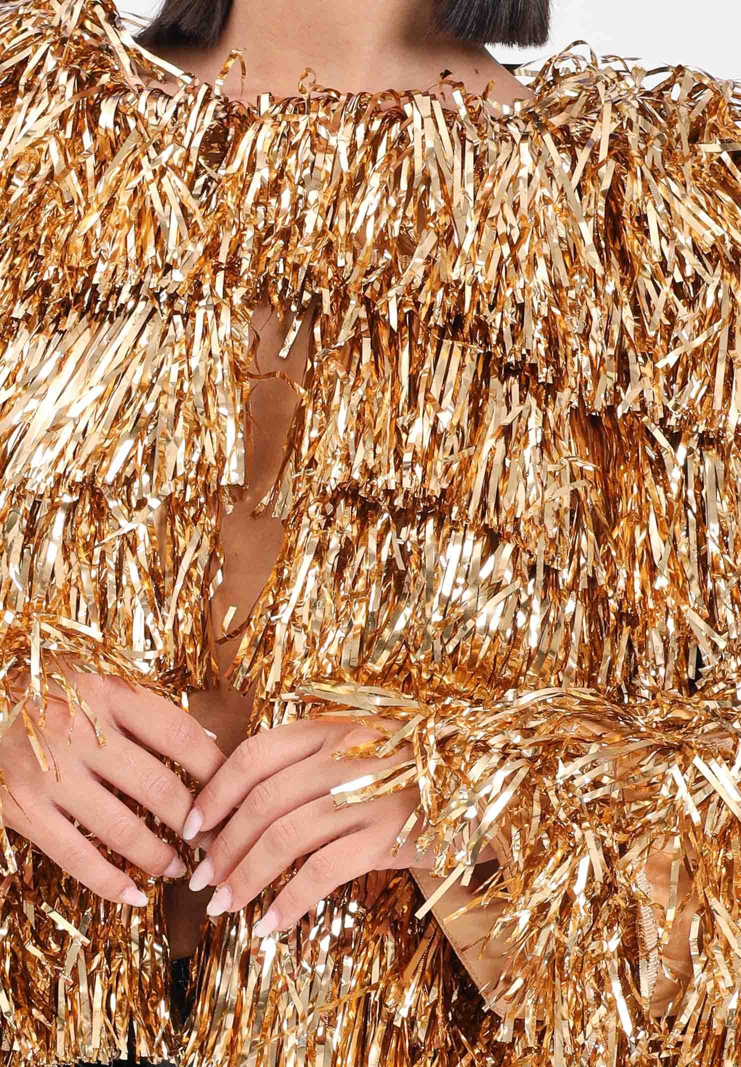 TPN Giacca oro da donna interamente ricoperta da frange ANDERSON402W5 U0 TPN