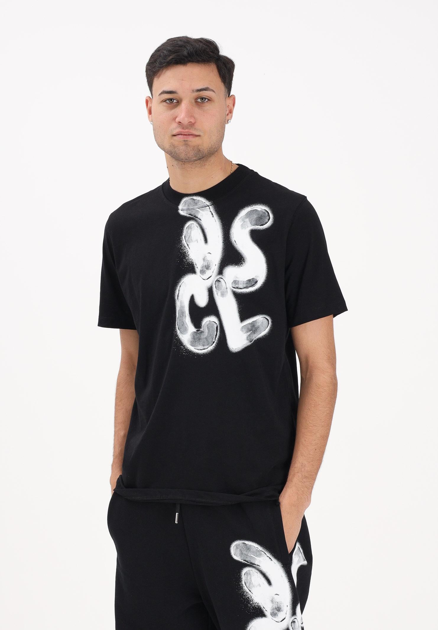 DISCLAIMER T-shirt a manica corta nera da uomo con lettering logo 26EDS55434 NE DISCLAIMER