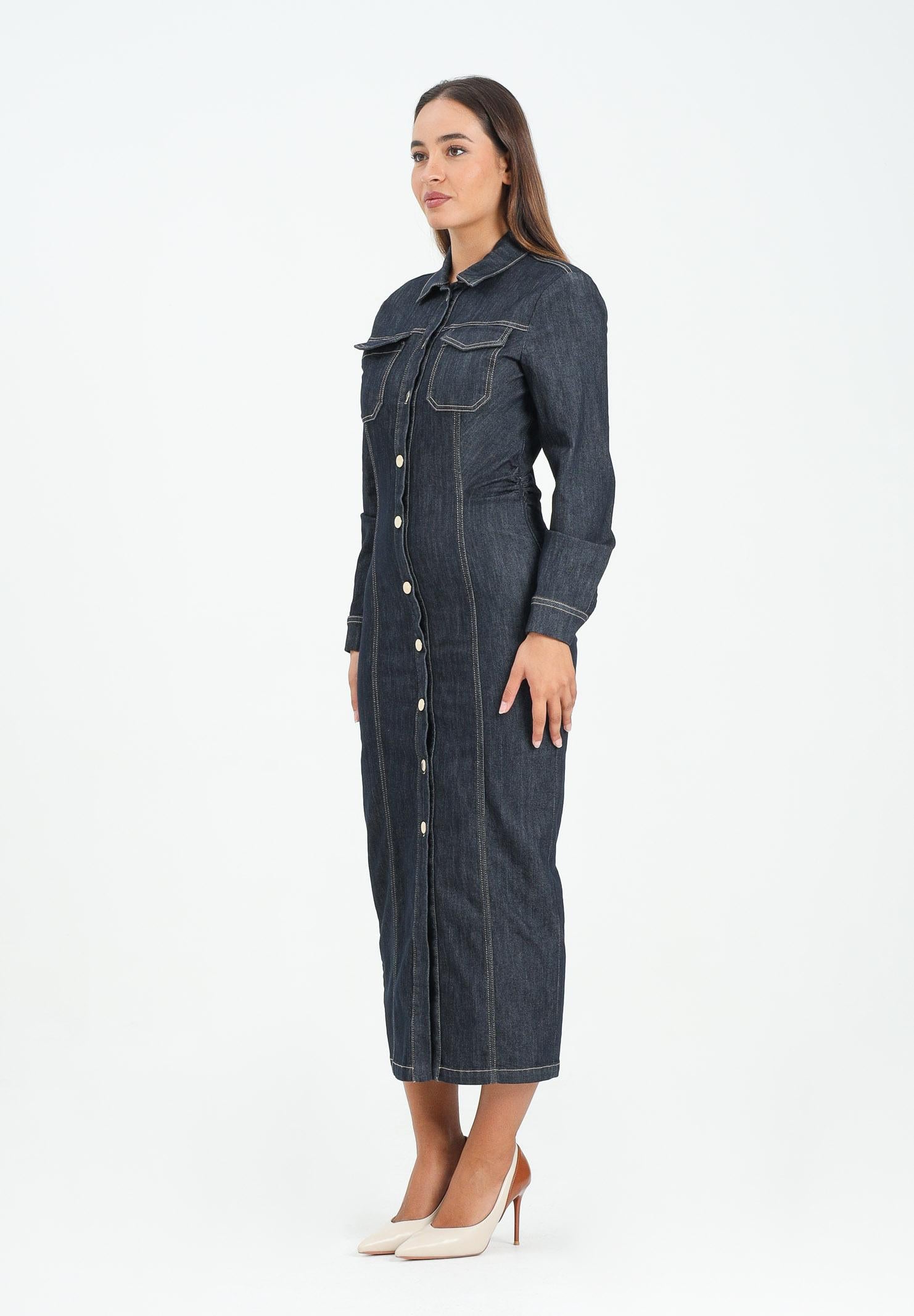 VICOLO Abito lungo Anita in denim scuro da donna DF5085 VU VICOLO