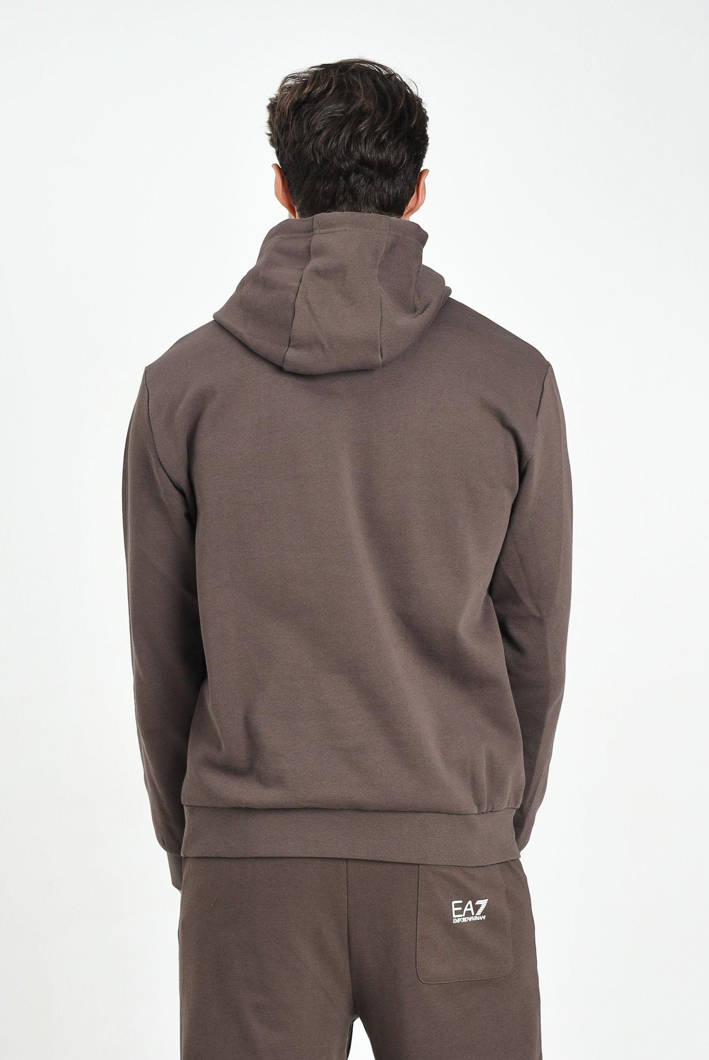 EA7 Felpa con cappuccio marrone da uomo caratterizzata da stampa logo 7M000570AF10377 U6063 EA7