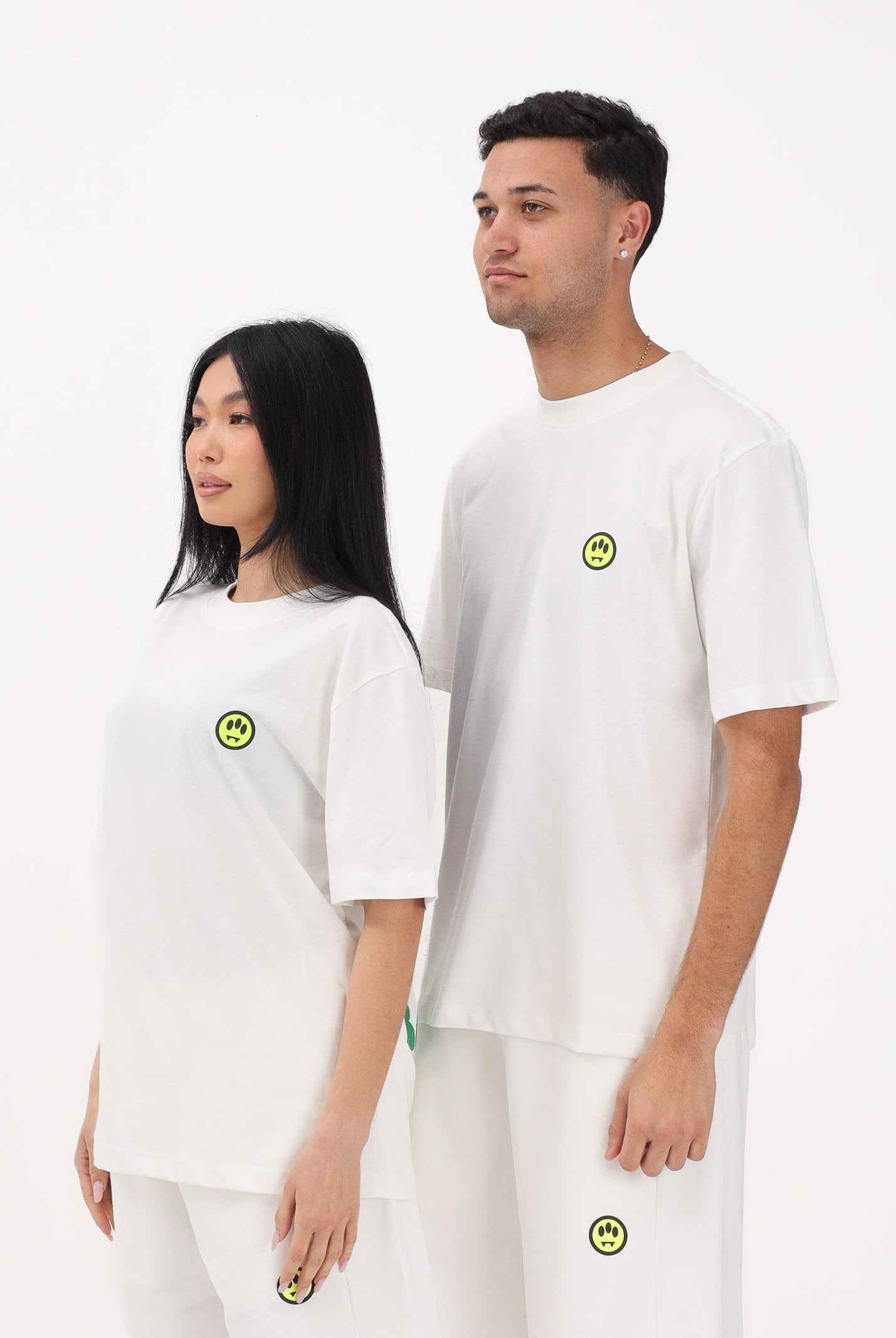 BARROW T-shirt a manica corta bianca per uomo e donna con stampa logo S6BWUATH003 412 BARROW