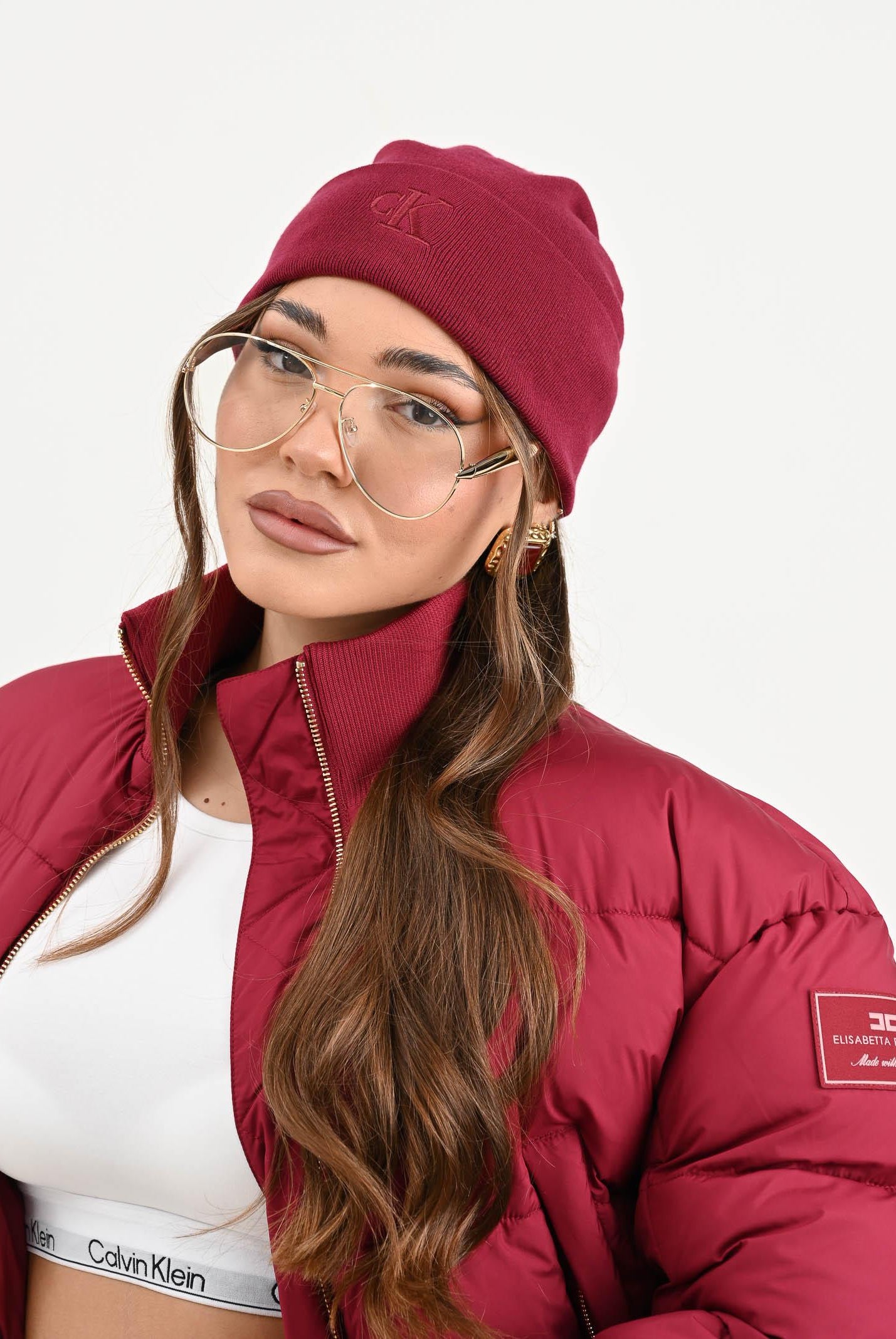 CALVIN KLEIN Berretto bordeaux per uomo e donna con logo LV04D8020G VAQ CALVIN KLEIN