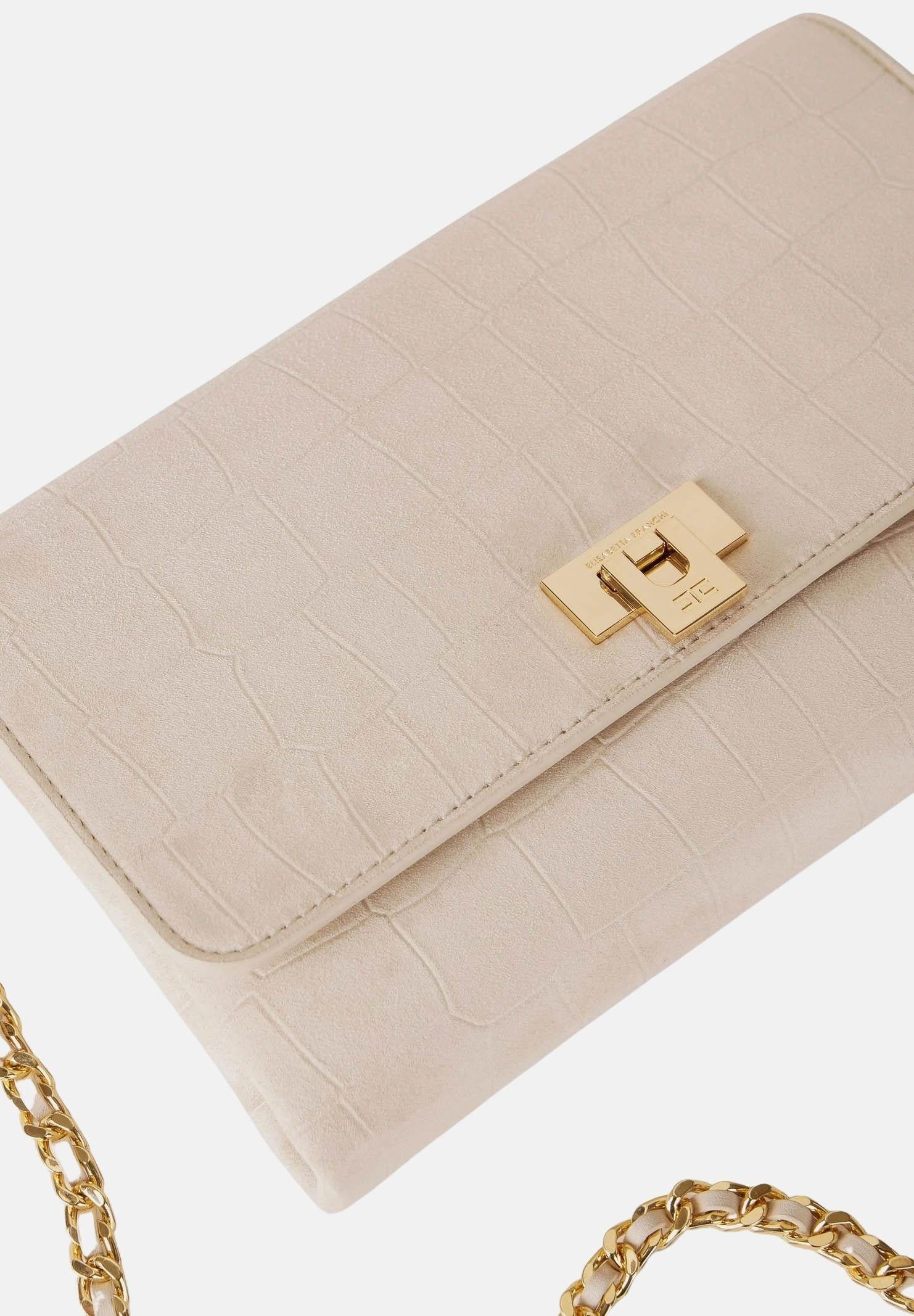 ELISABETTA FRANCHI Pochette vaniglia da donna realizzata in suede BS64A61E2 135 ELISABETTA FRANCHI