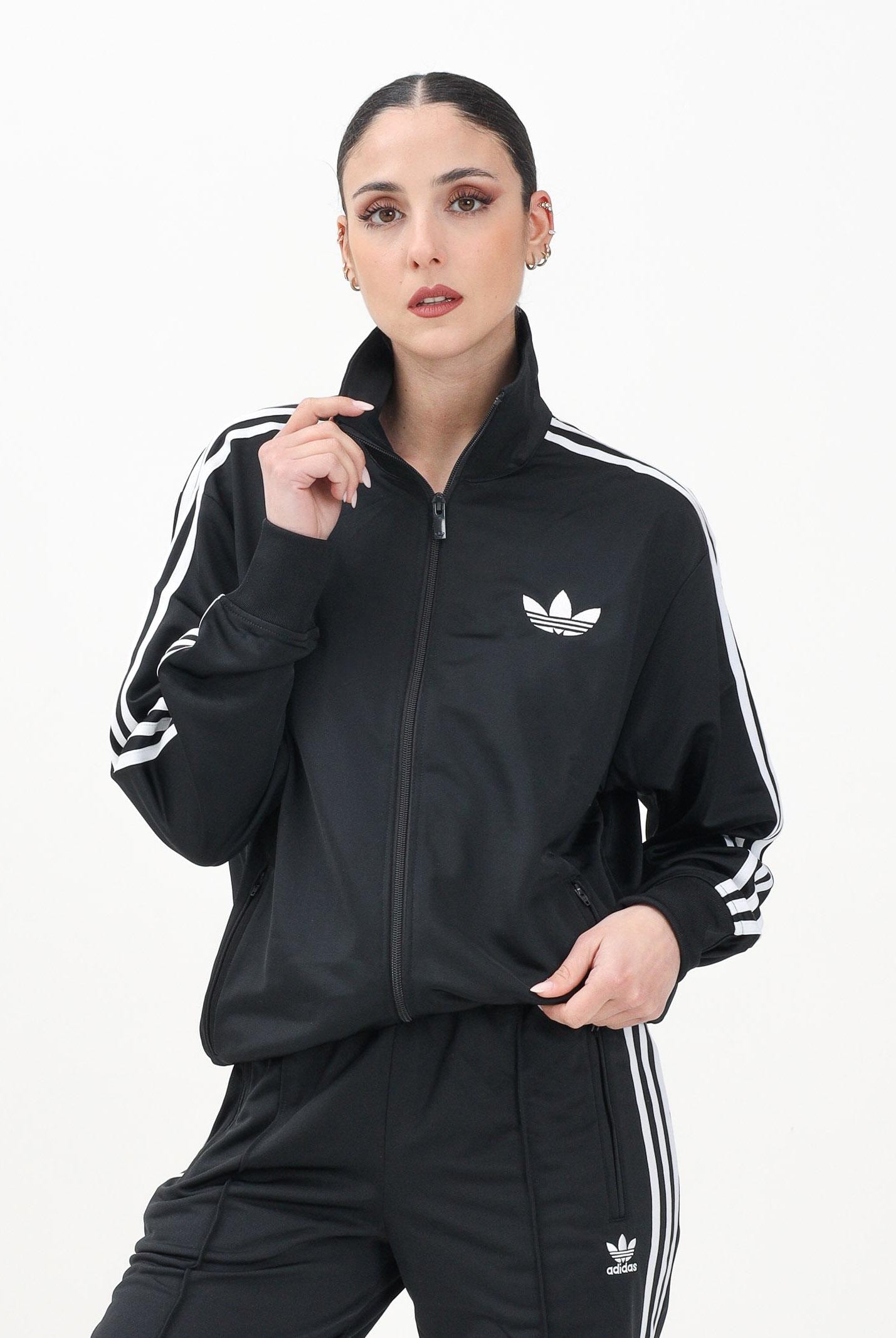 ADIDAS ORIGINALS Felpa con zip Adicolor Classic Firebird Loose nera da donna JC8251 . ADIDAS ORIGINALS