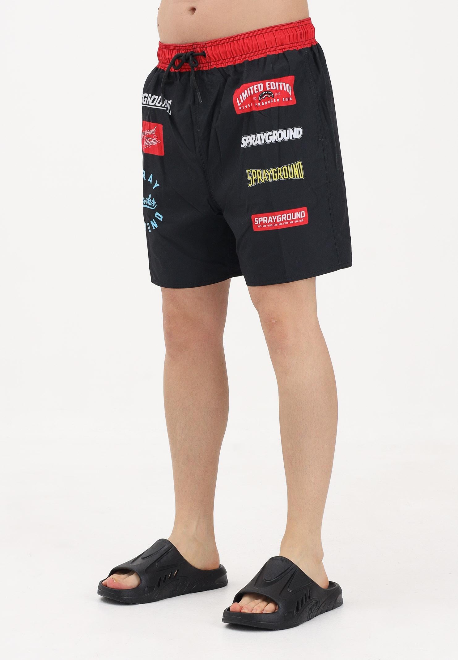 SPRAYGROUND Shorts mare SG Logo Patches nero da uomo 910SWM2043 . SPRAYGROUND