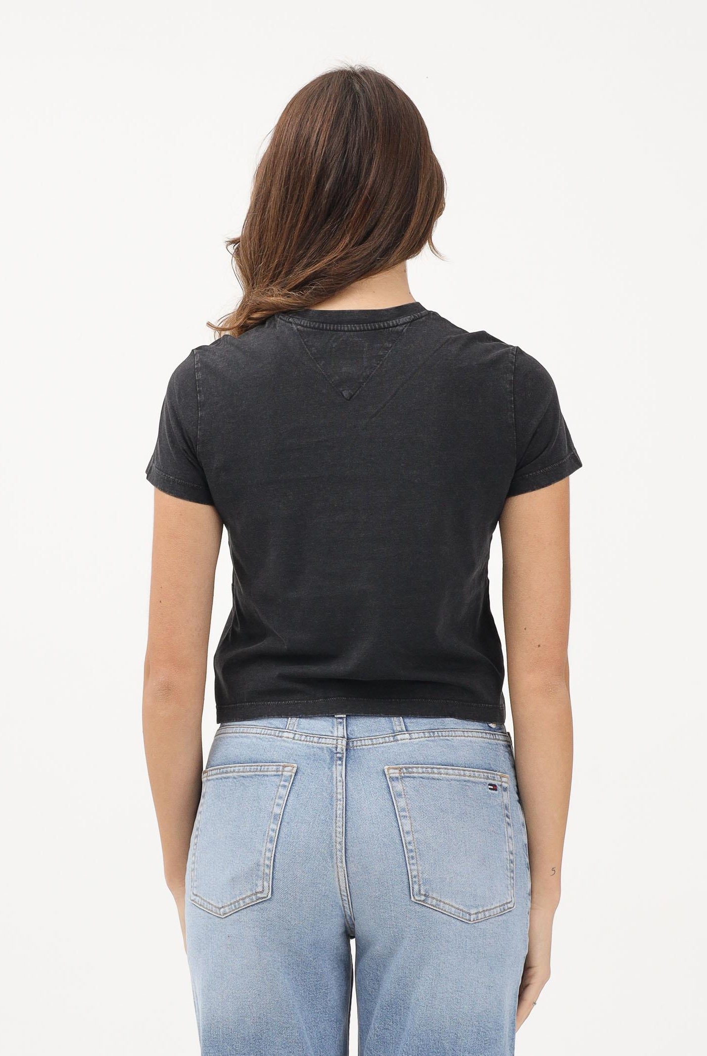 TOMMY JEANS T-shirt a manica corta nera da donna con logo DW0DW22539 BDS TOMMY JEANS