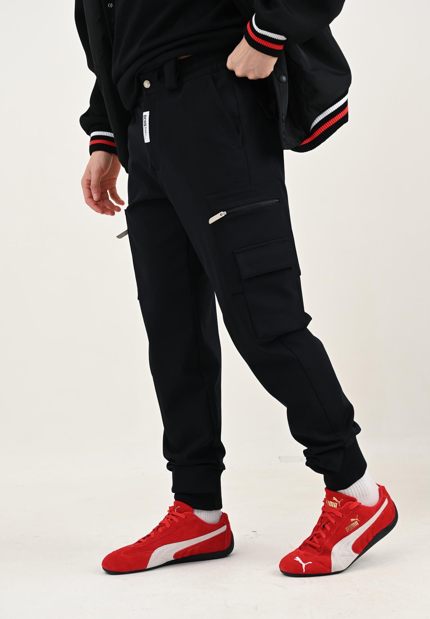 GCDS Pantalone cargo nero da uomo B2CM2907TQ1 99 GCDS