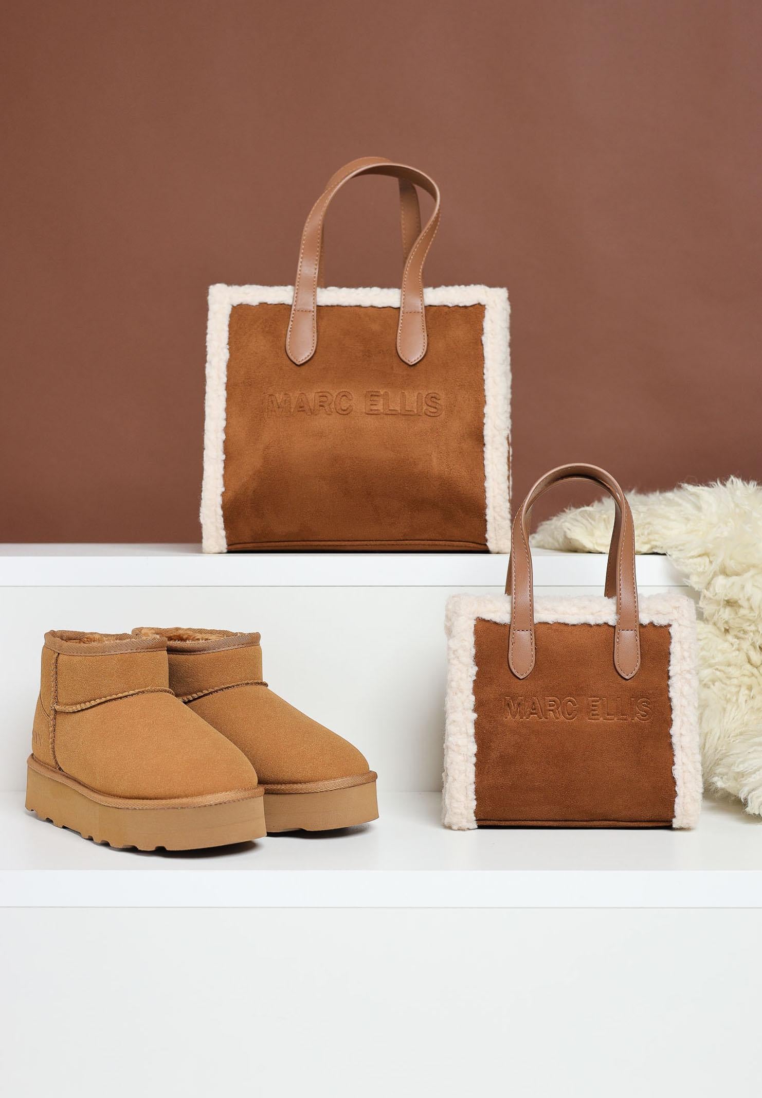 MARC ELLIS Borsa a mano Buby Suede S in morbido suede cuoio da donna BUBY-SUEDE-S DACU MARC ELLIS