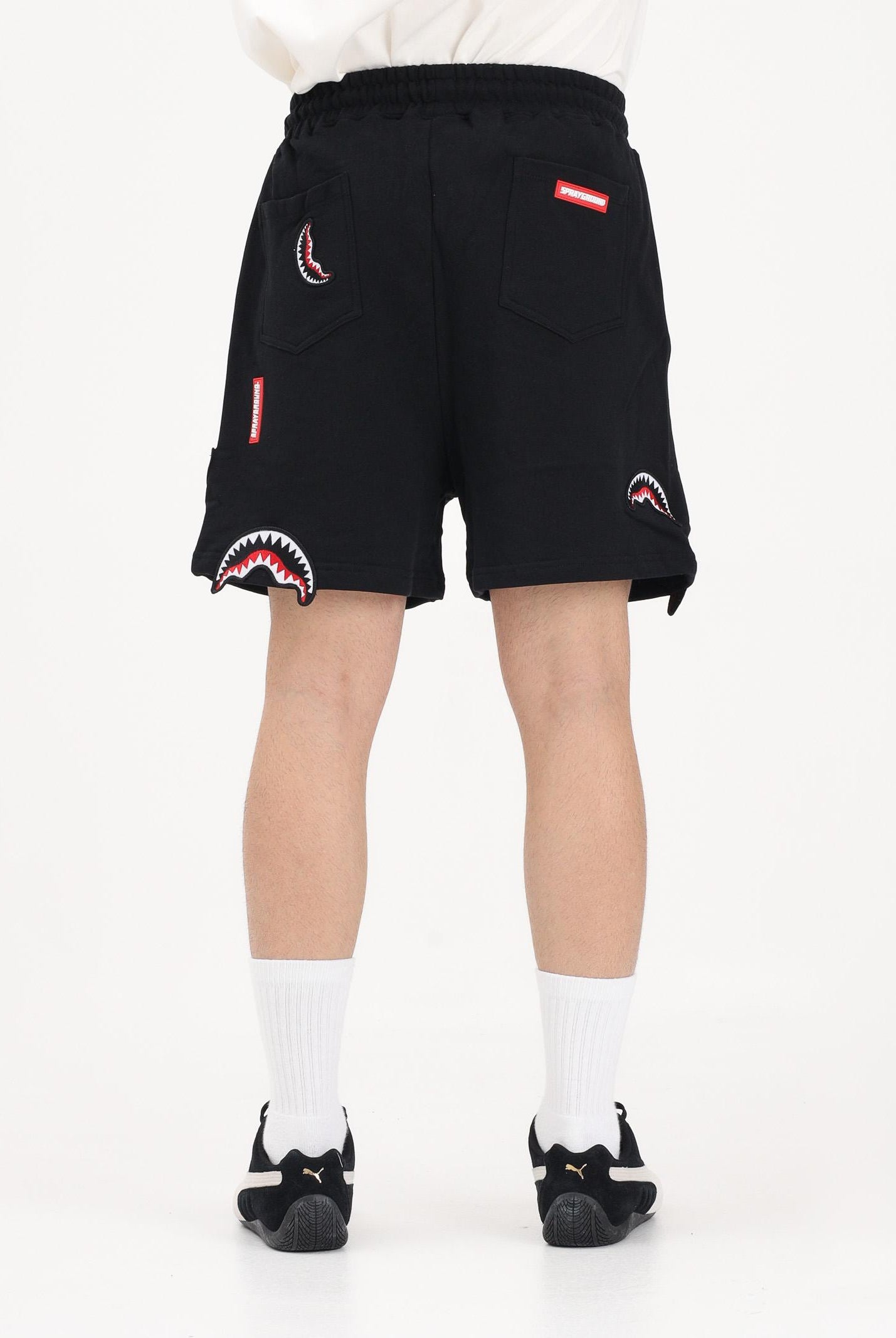 SPRAYGROUND Shorts sportivo nero da uomo con patch SP847EBLK . SPRAYGROUND