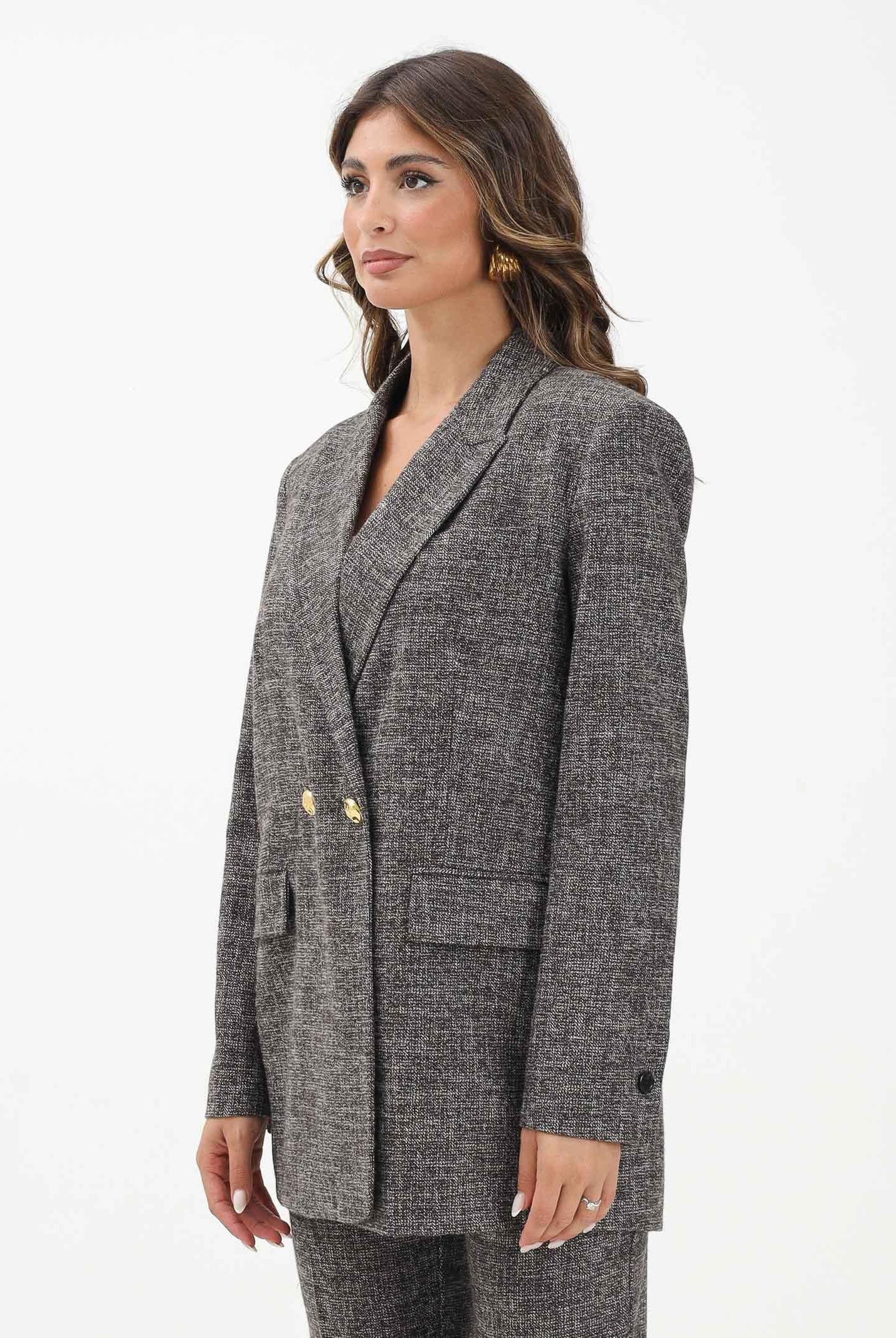 PINKO Giacca doppiopetto marrone da donna in flanella 105650A2SK ZM7 PINKO