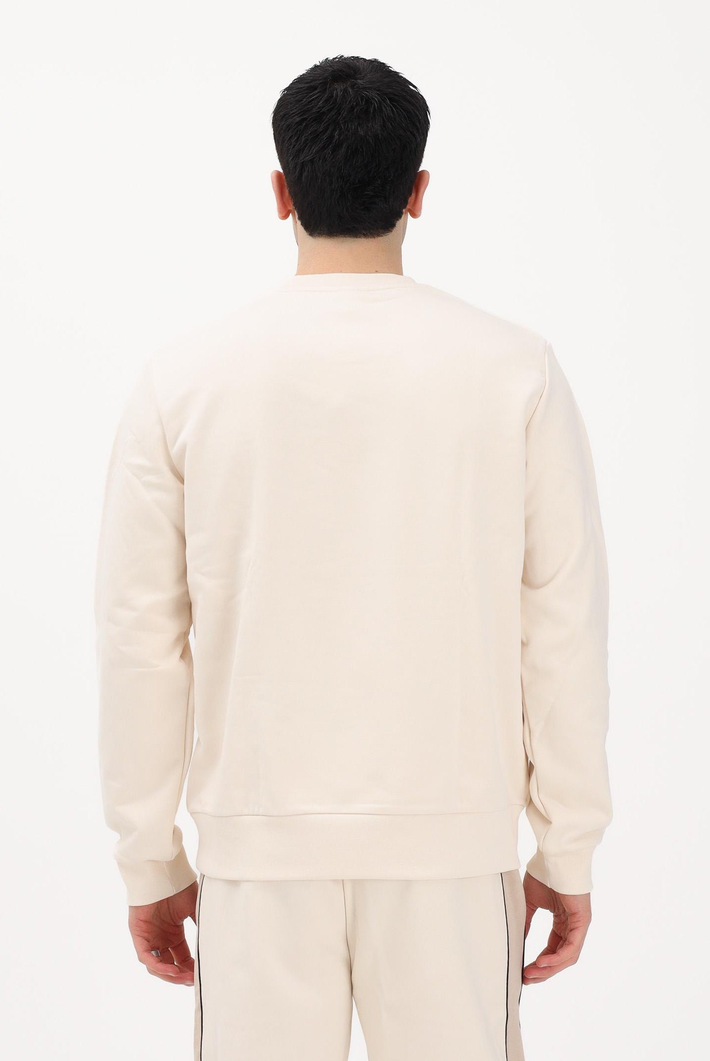 LACOSTE Felpa girocollo beige da uomo con motivo color block SH0887 3RR LACOSTE