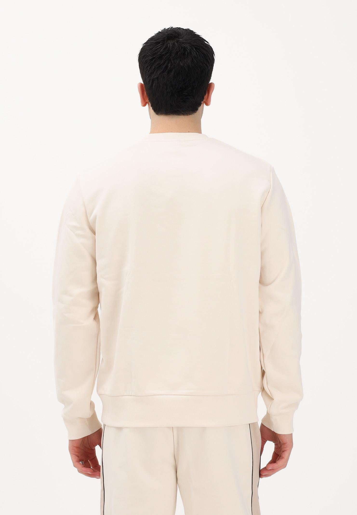 LACOSTE Felpa girocollo beige da uomo con motivo color block SH0887 3RR LACOSTE
