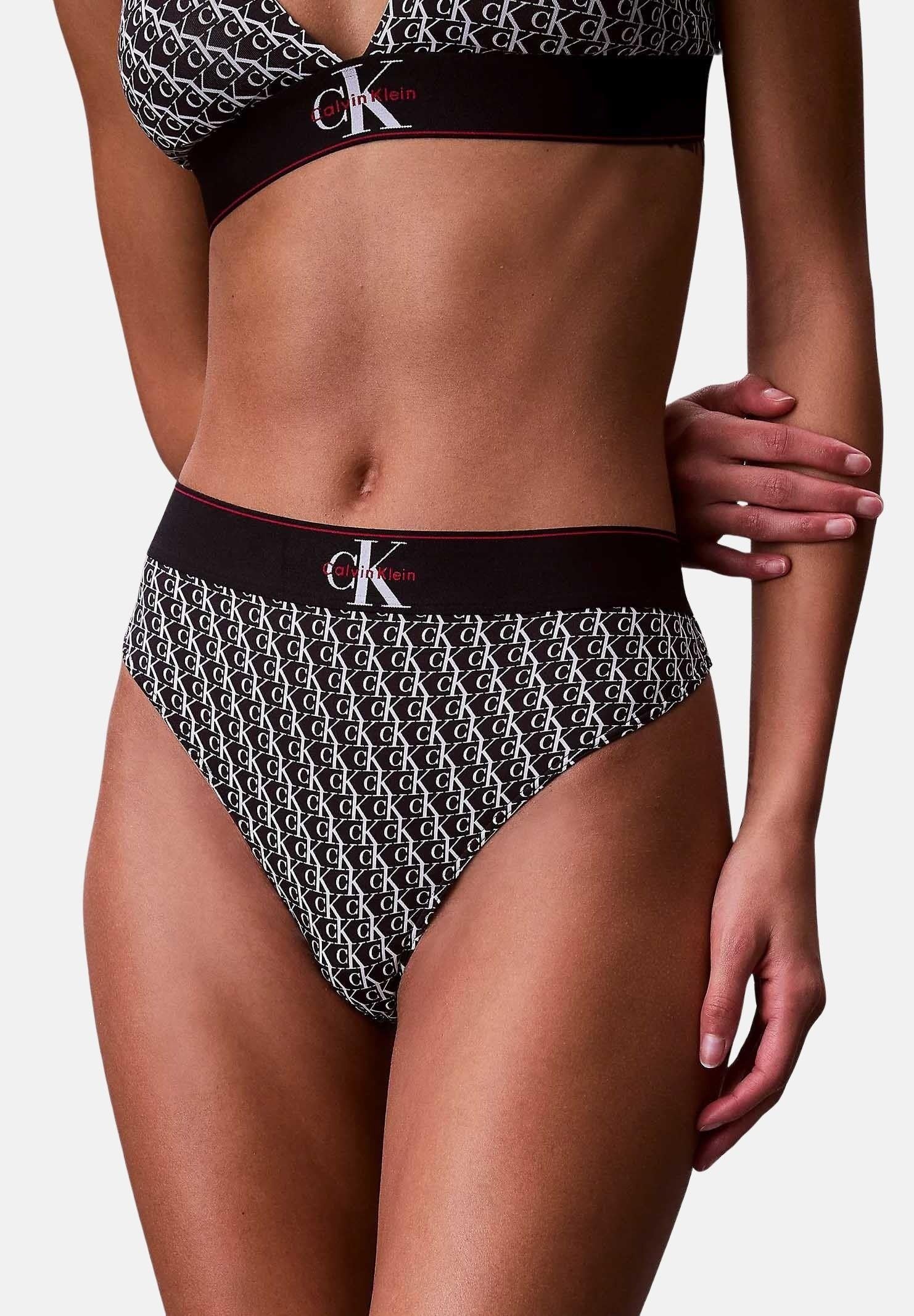 CALVIN KLEIN Perizoma nero da donna caratterizzato da una stampa all-over CK LV00QF8813 2Y1 CALVIN KLEIN